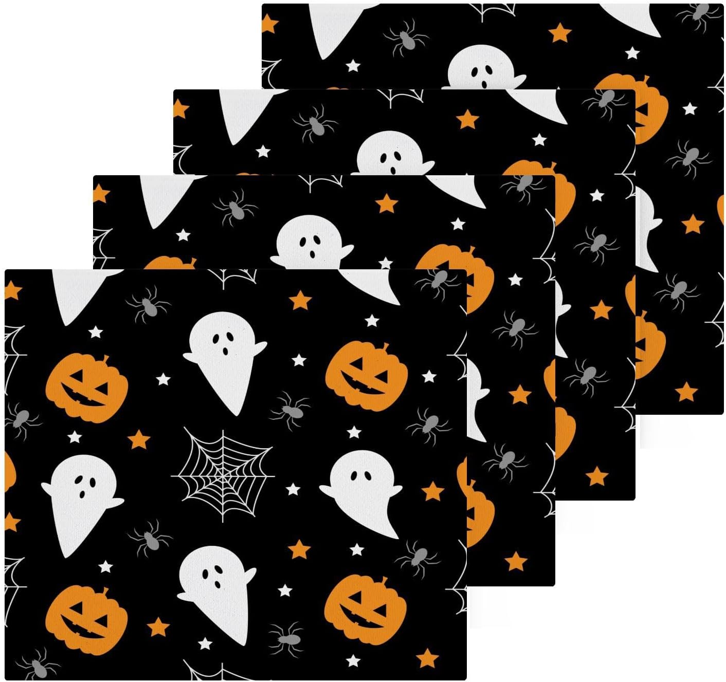 Halloween Pumpkin Ghost Soft Washcloths 12x12 Reusable Face Towels for Kids