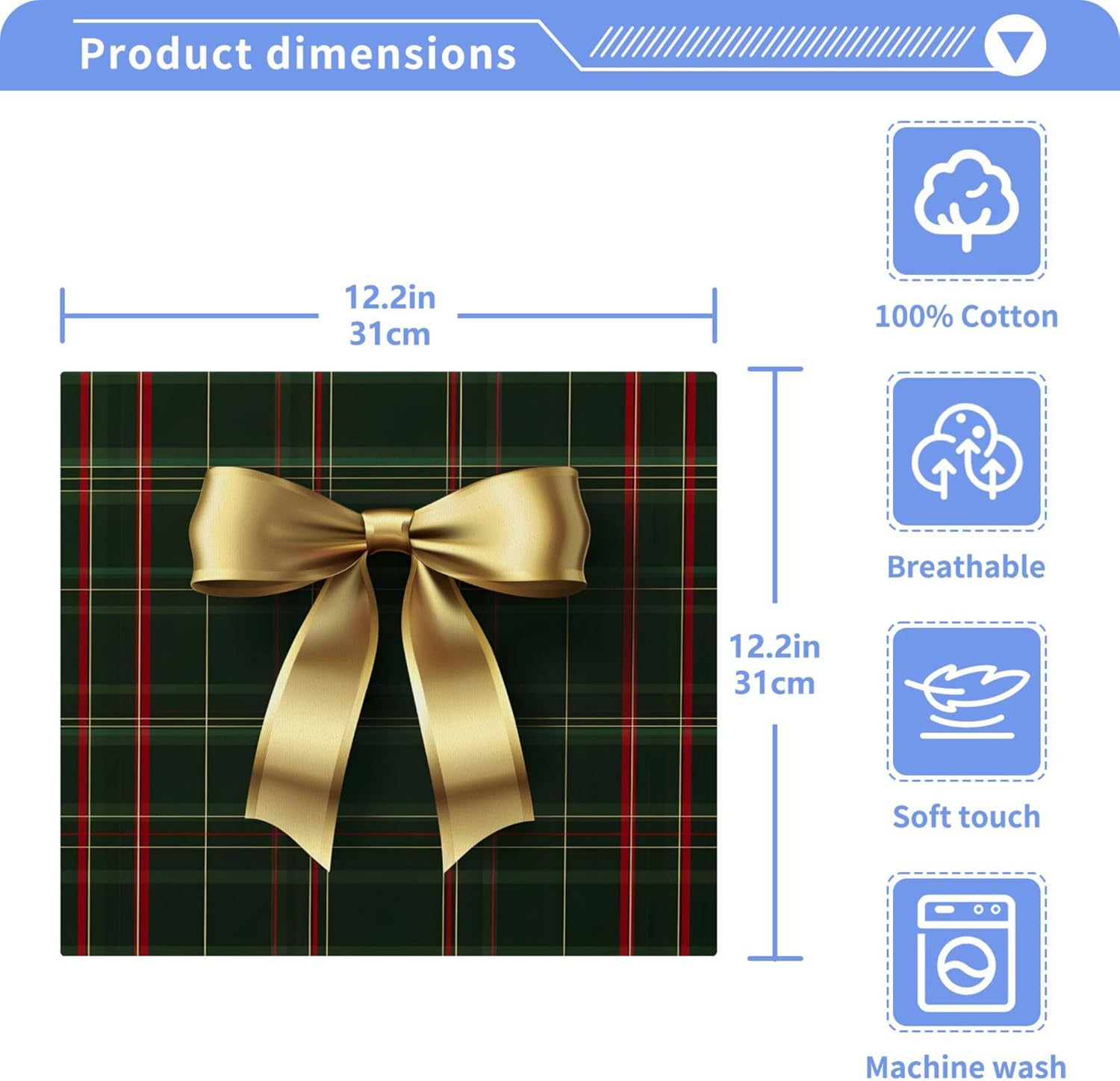 Xigua Golden Ribbon Bow Washcloths Set of 2 1