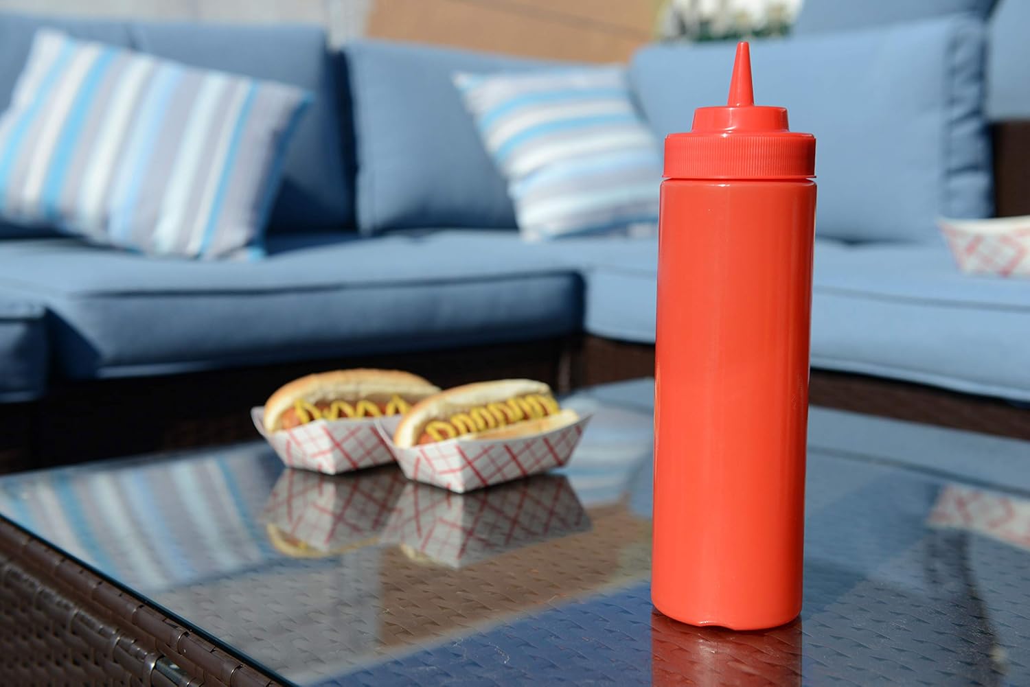 EcoQuality 6-Pack Red Squeeze Condiment Bottles