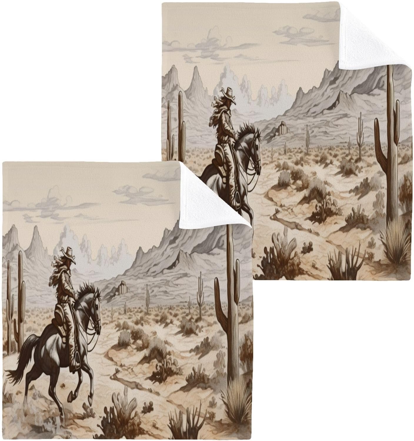 YETTASBIN Western Cowboy Washcloths 2 Pack
