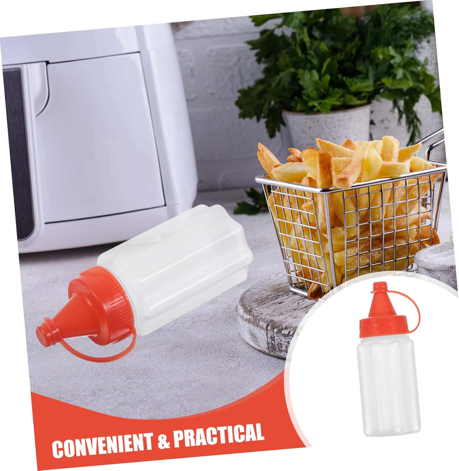 Luxshiny 4-Piece Reusable Squeeze Bottles for Condiments Kitchen Gadget