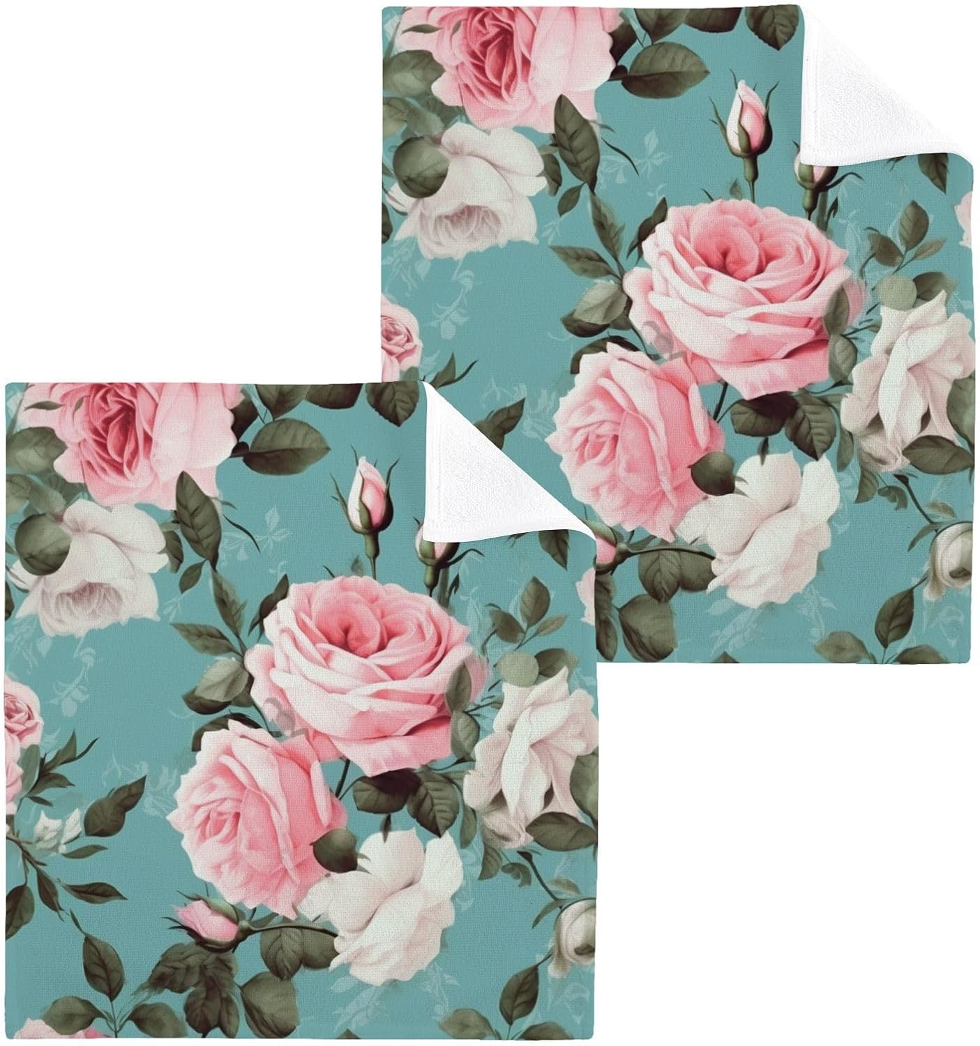 Pretty Rose Pink Reusable Washcloth Set Soft Cotton Face Towel