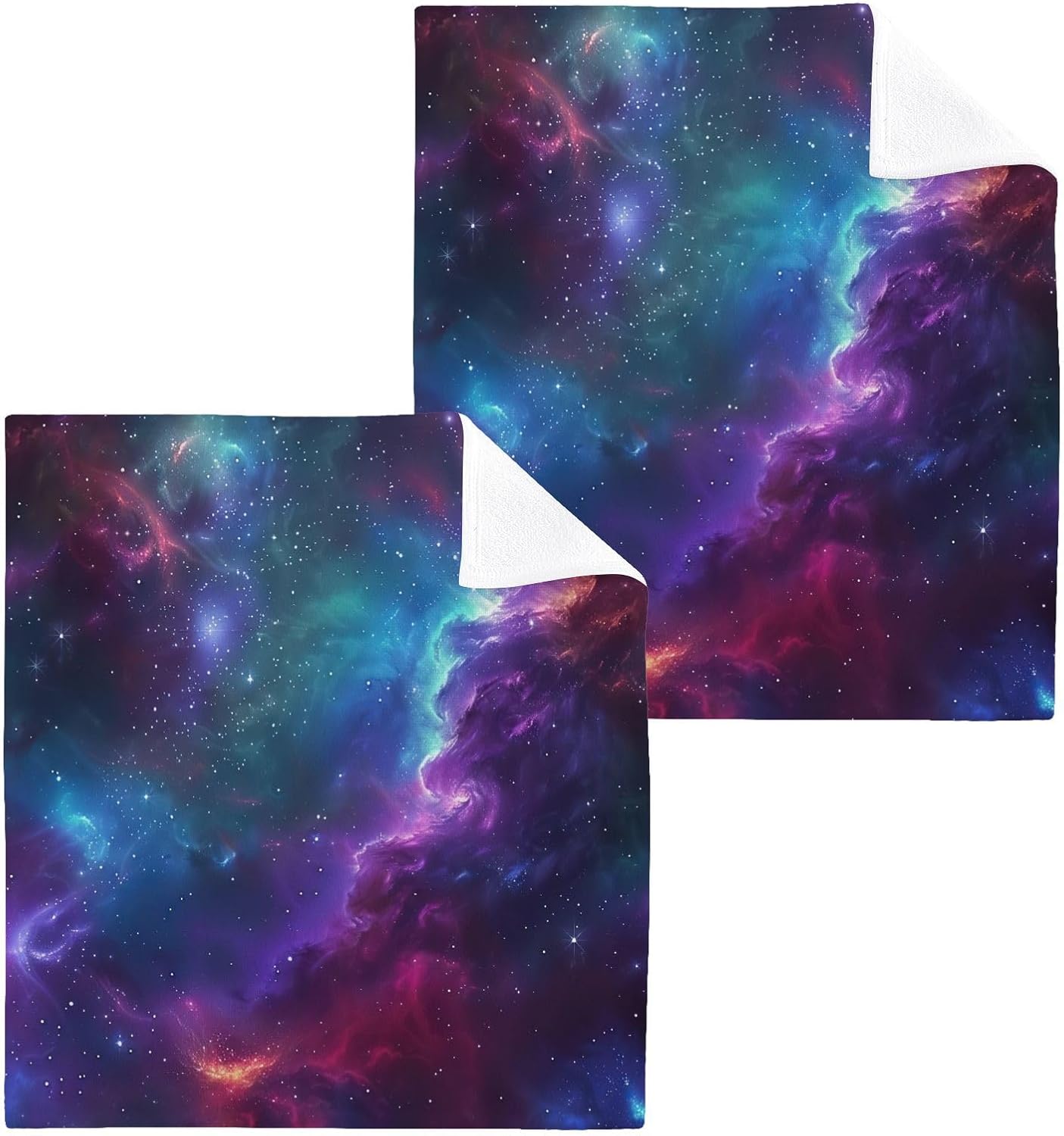 YETTASBIN Galaxy Washcloths 2 Pack Soft Absorbent Towels