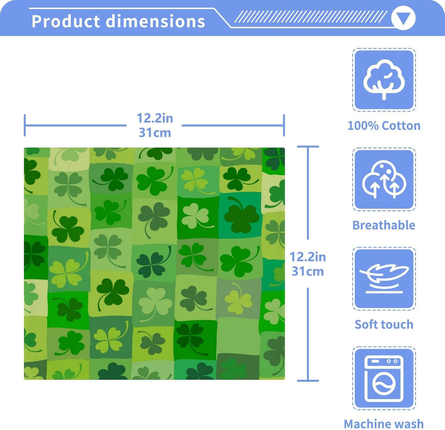 Yettasbin St Patricks Day Clover Washcloths Set
