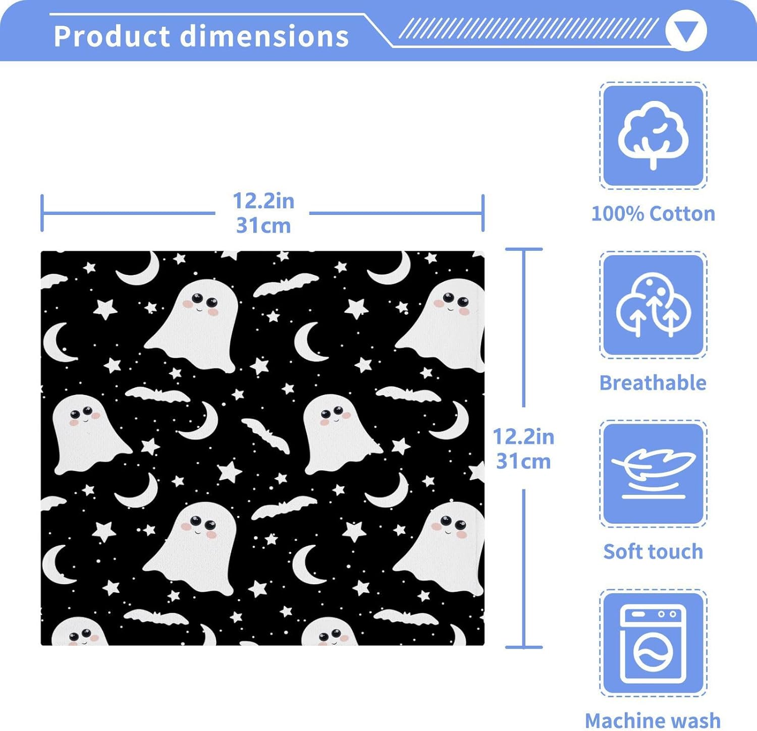 Halloween Ghost Washcloth Set - Soft Reusable Baby Face Towels