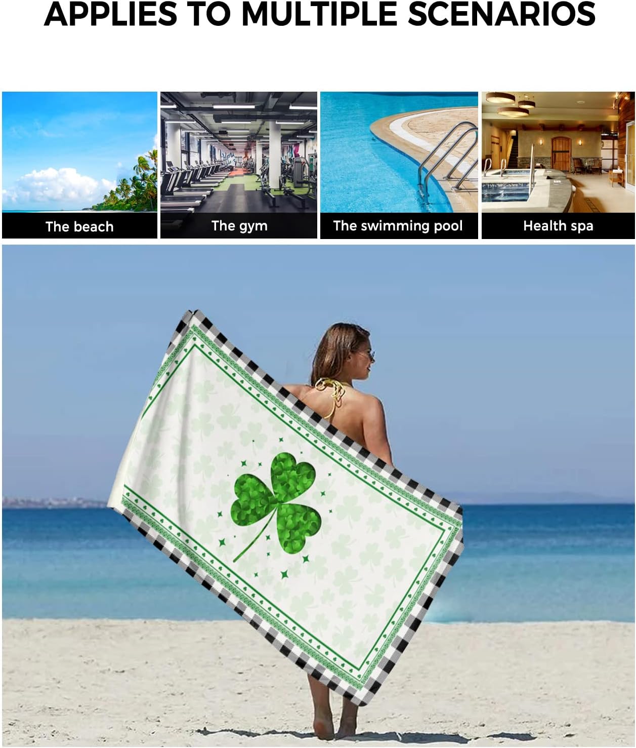 St Patricks Day Shamrock Bathroom Towels Soft Quick-Dry Perfect for Relaxation