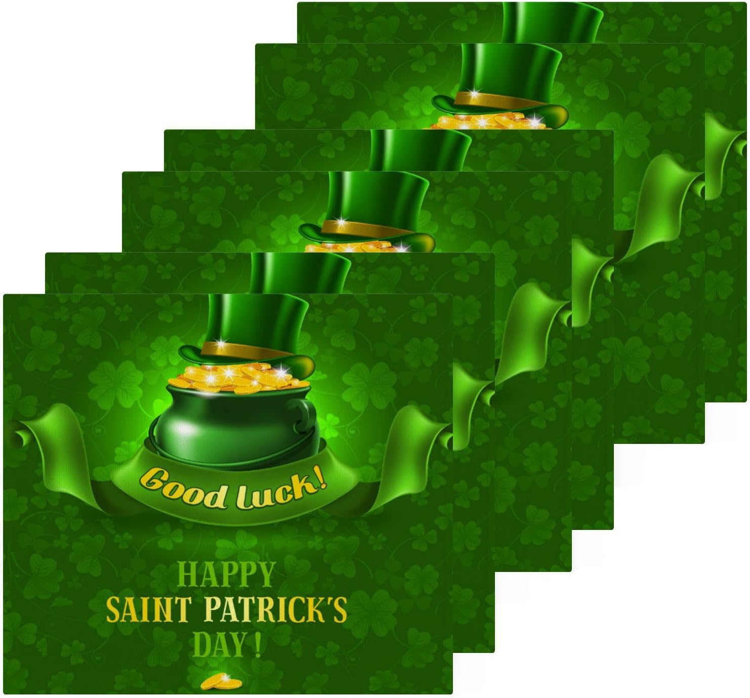 St Patricks Day Clover Washcloth Set