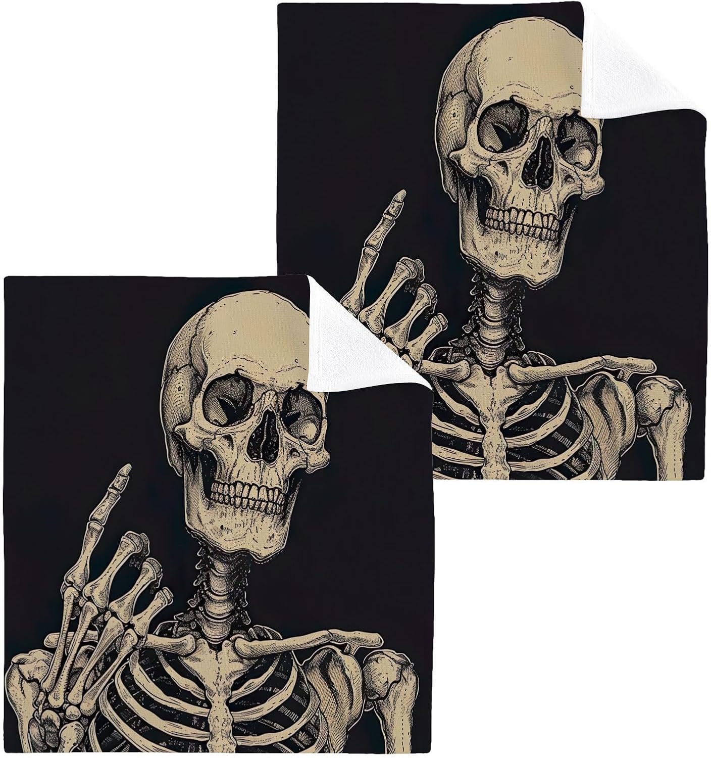 12x12 Skeleton Washcloths 2 Pack