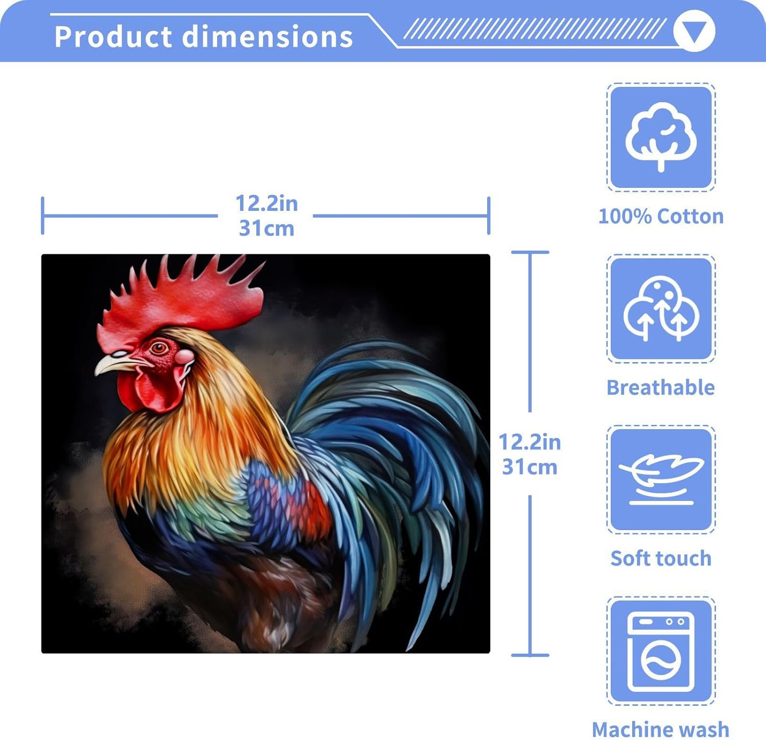 Rooster Soft Reusable Washcloth Set