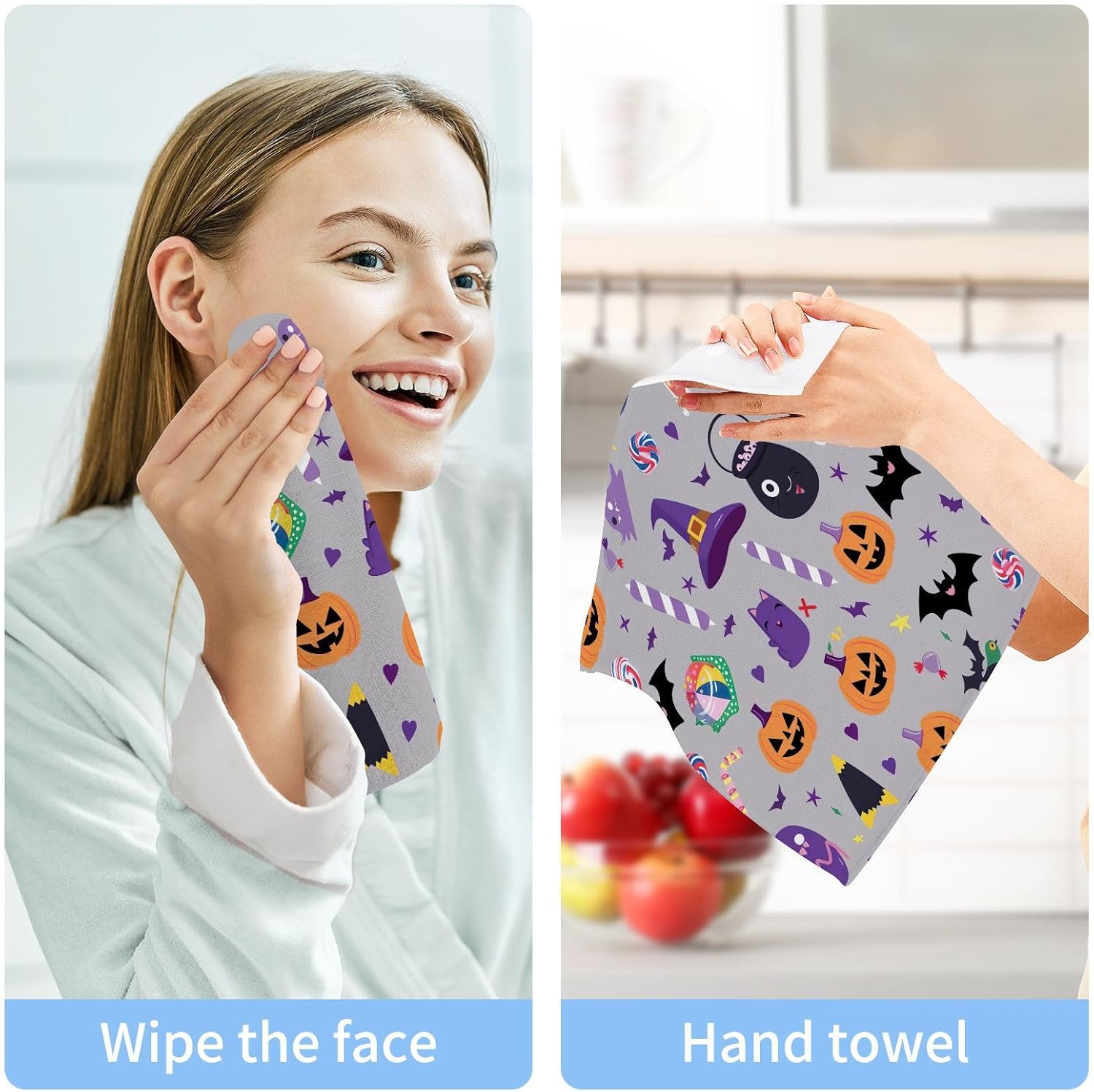 Halloween Pumpkin Face Washcloth Set