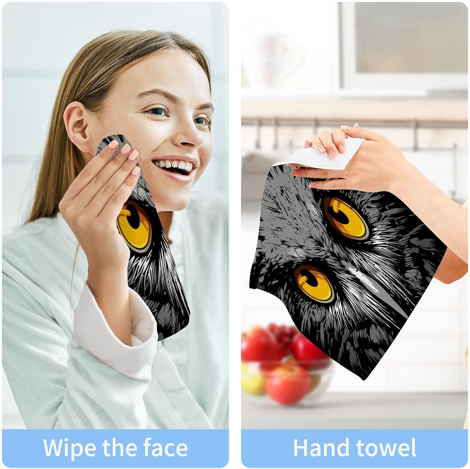 Owl Washcloth Set 2-Pack Soft Absorbent for Washroom Use