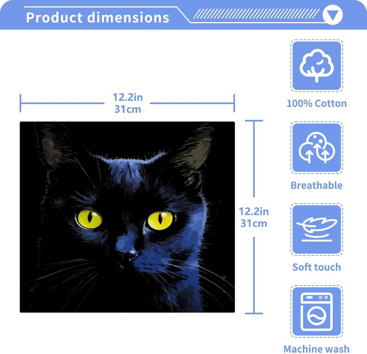 YettasinBin Black Cat Reusable Washcloth Set