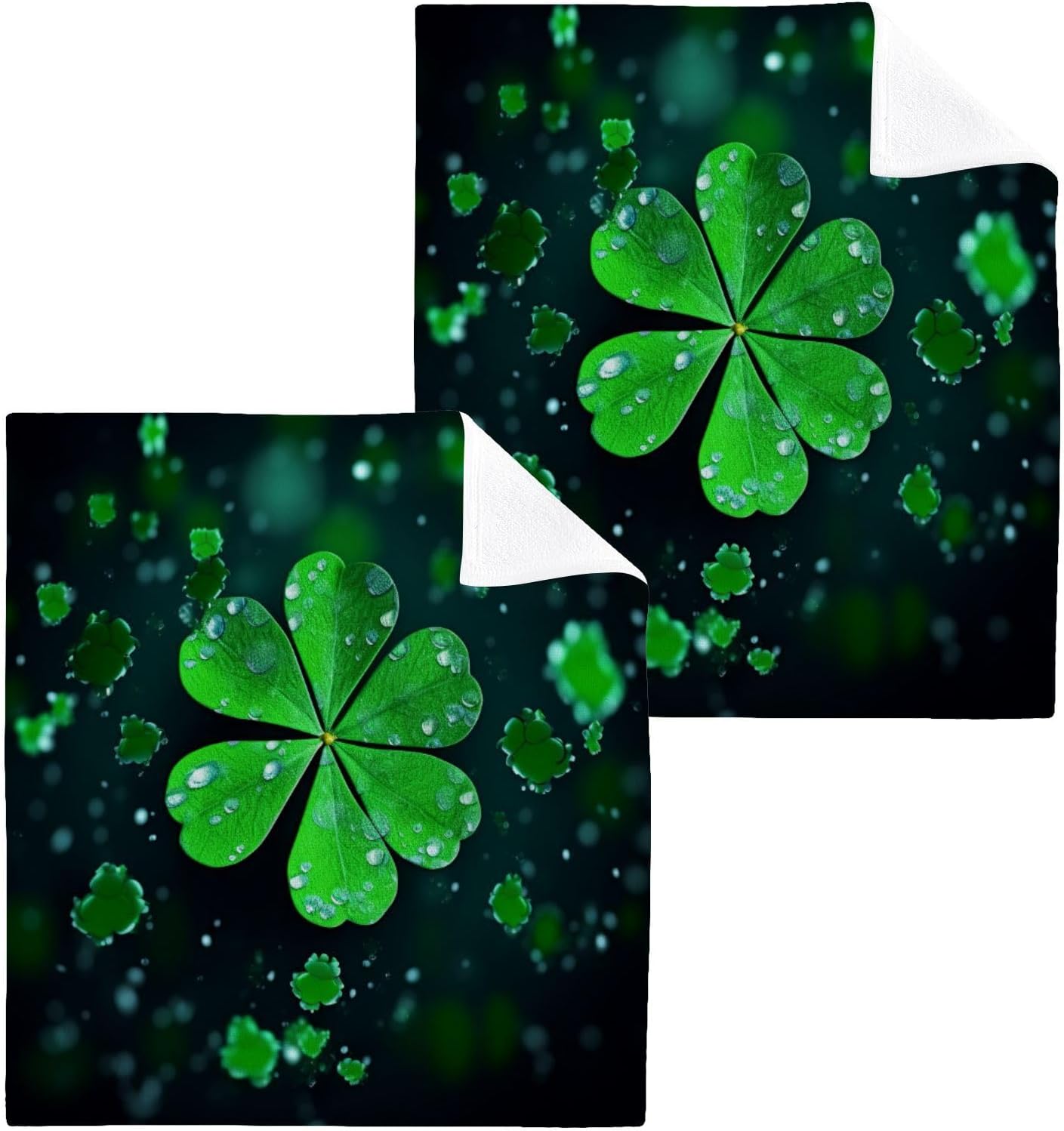 St Patricks Day Clover Washcloth Soft Reusable 12x12 inch