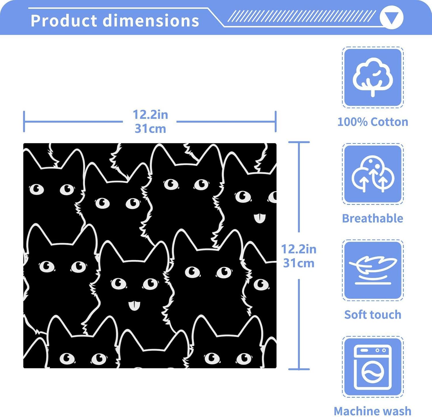 Halloween Cat Washcloths 2 Pack - Soft Absorbent Towels