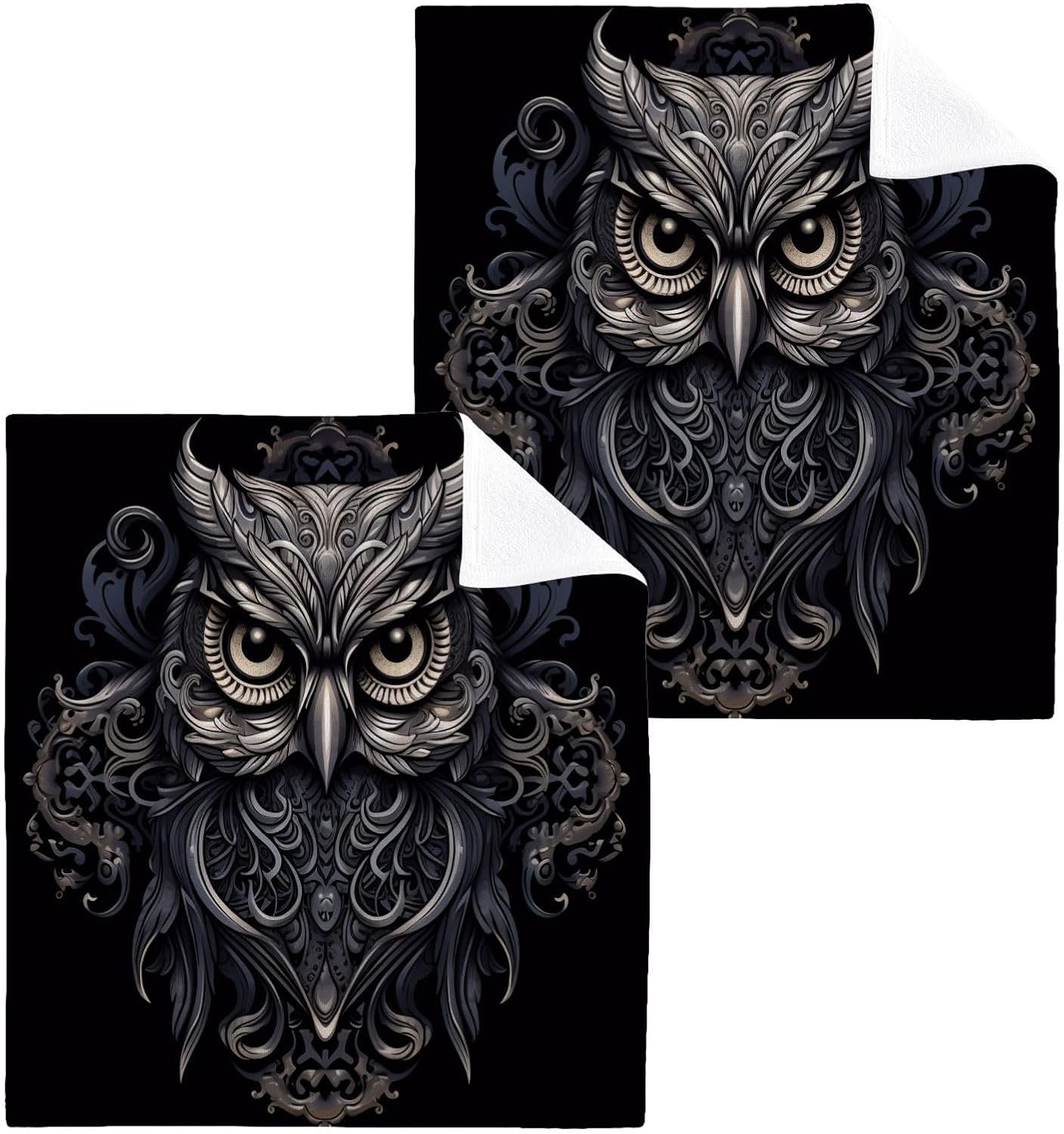 Yettasbin Owl Washcloths x2
