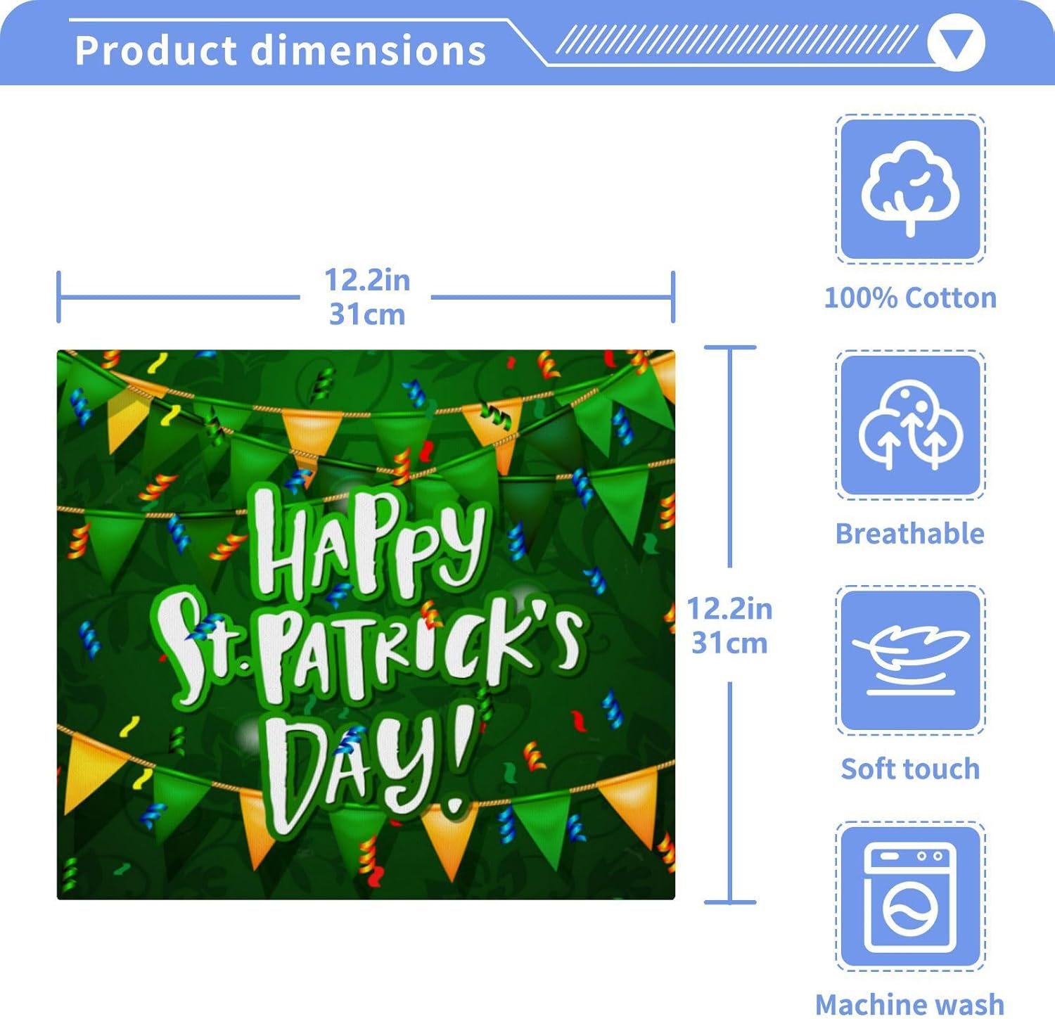 St Patricks Day Washcloth Set Soft Reusable