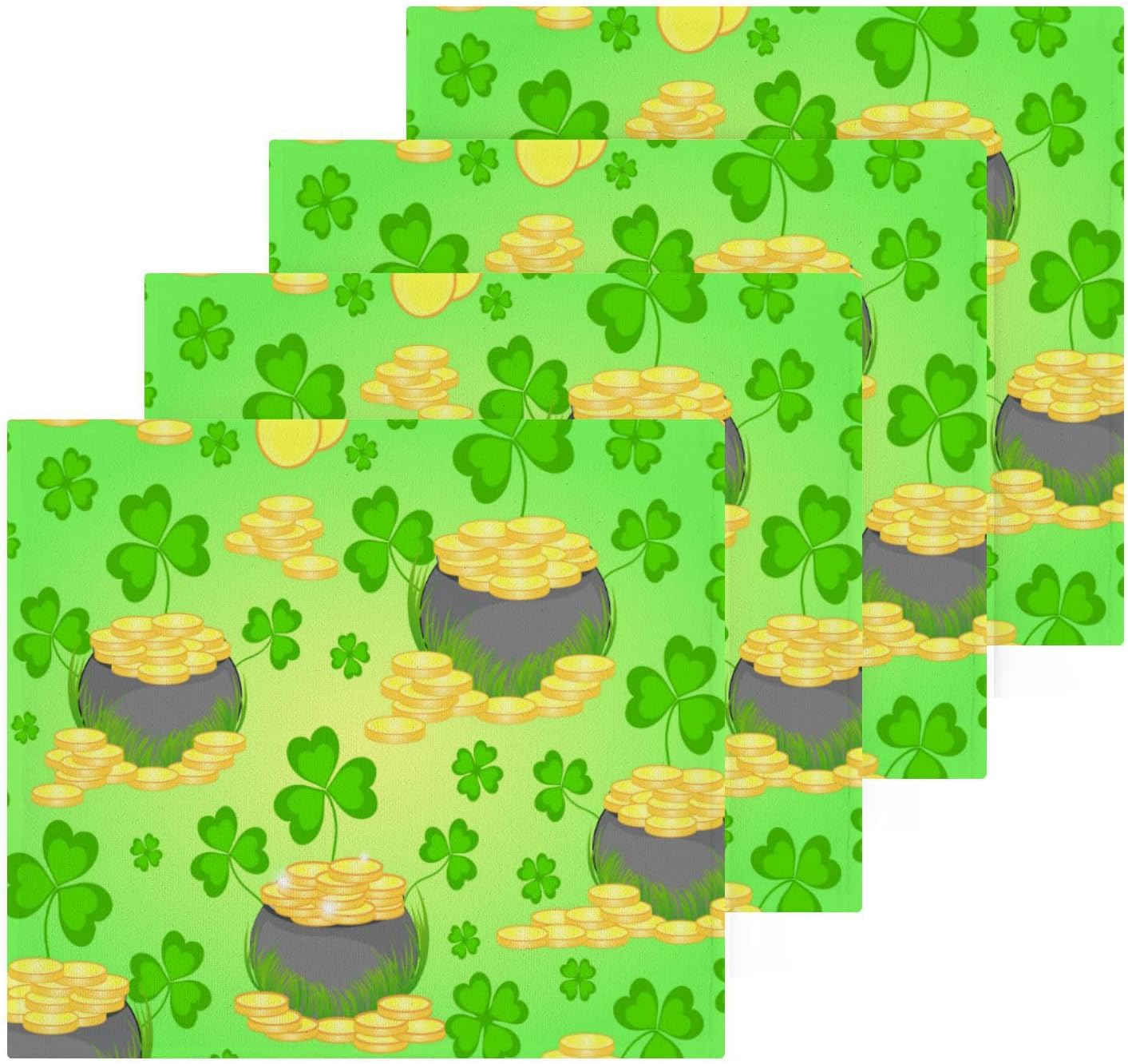 St Patricks Day Shamrock Washcloth Set Soft Cotton Face Towels