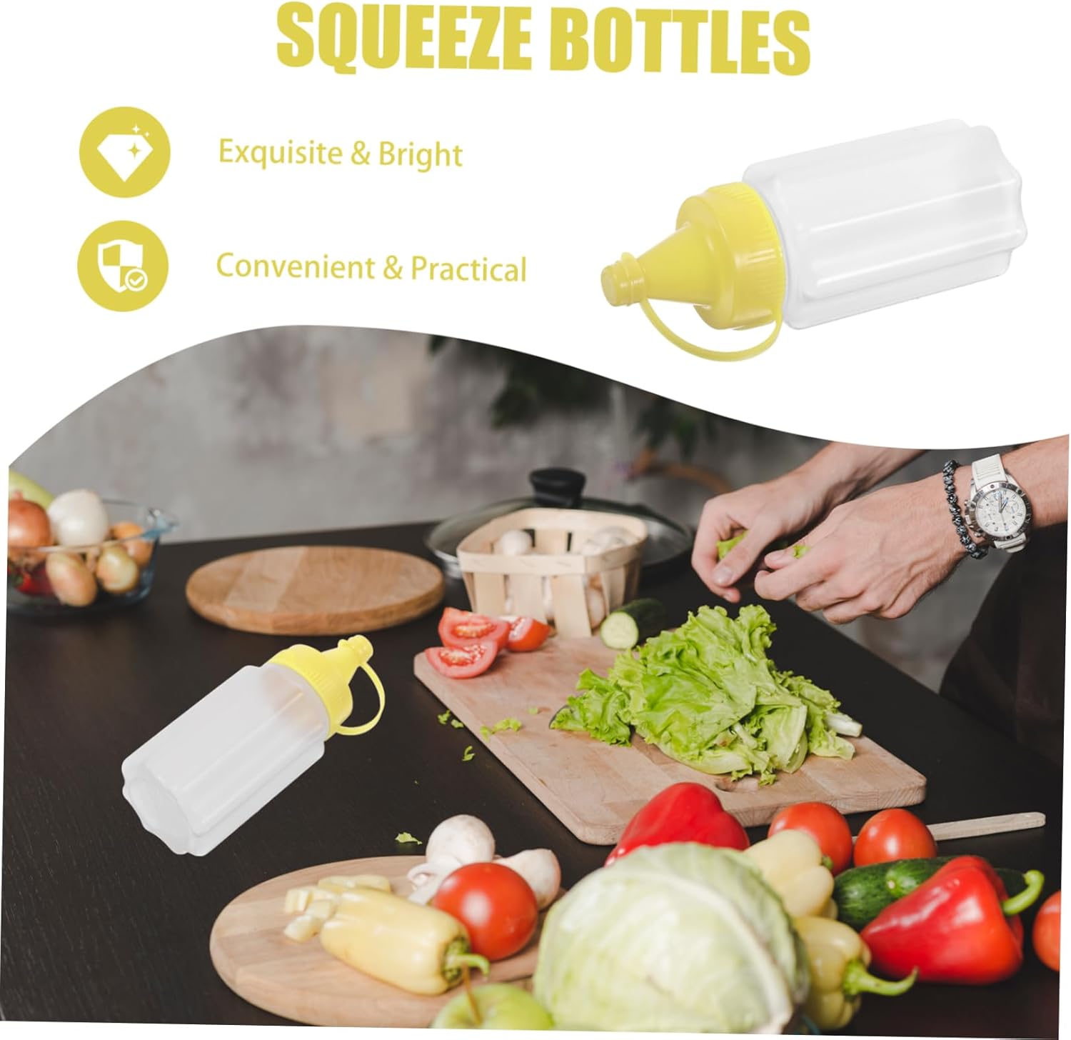 4-Piece Squeeze Condiment Bottles for Kitchen Use