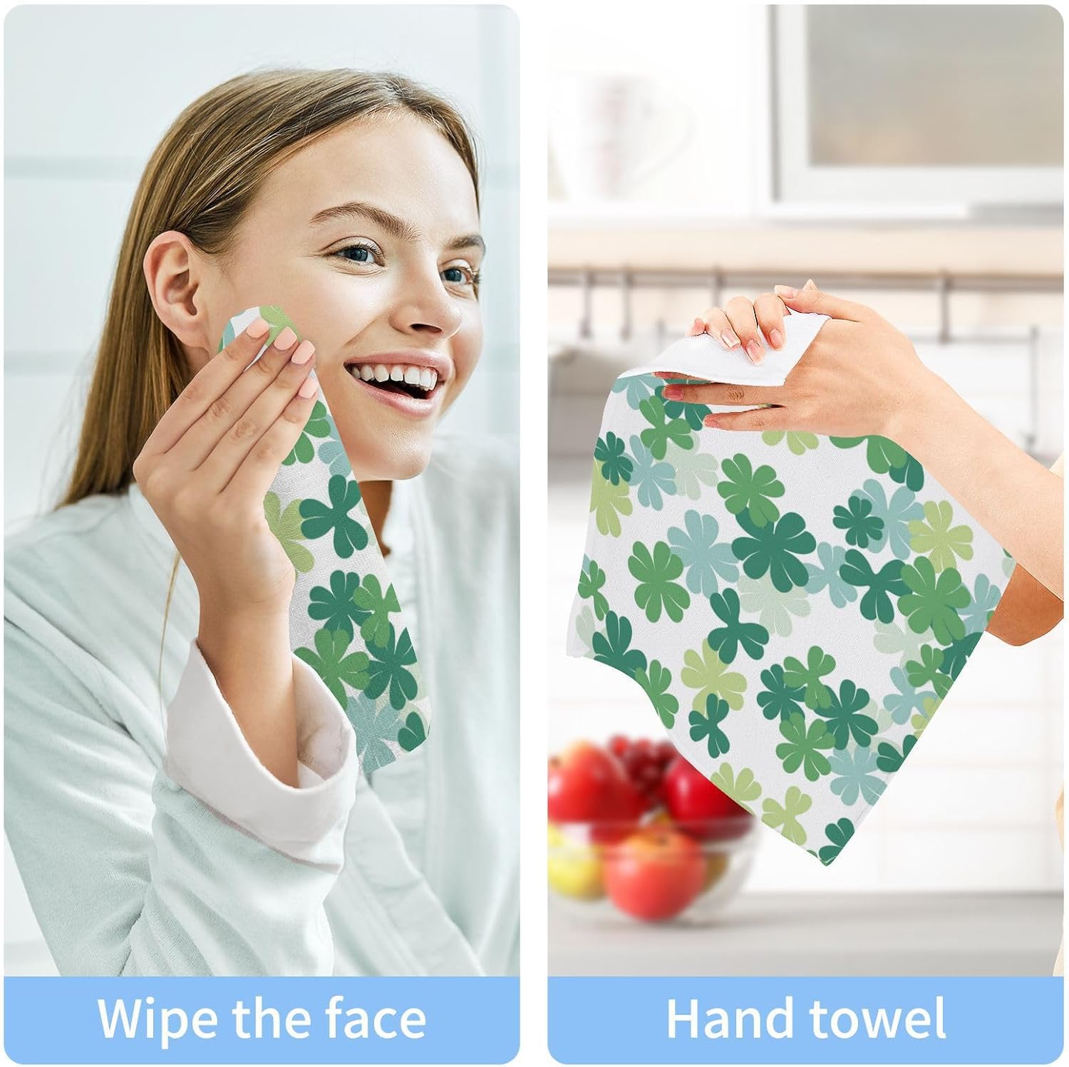 St Patricks Day Shamrock Soft Cotton Washcloths 2-Pack