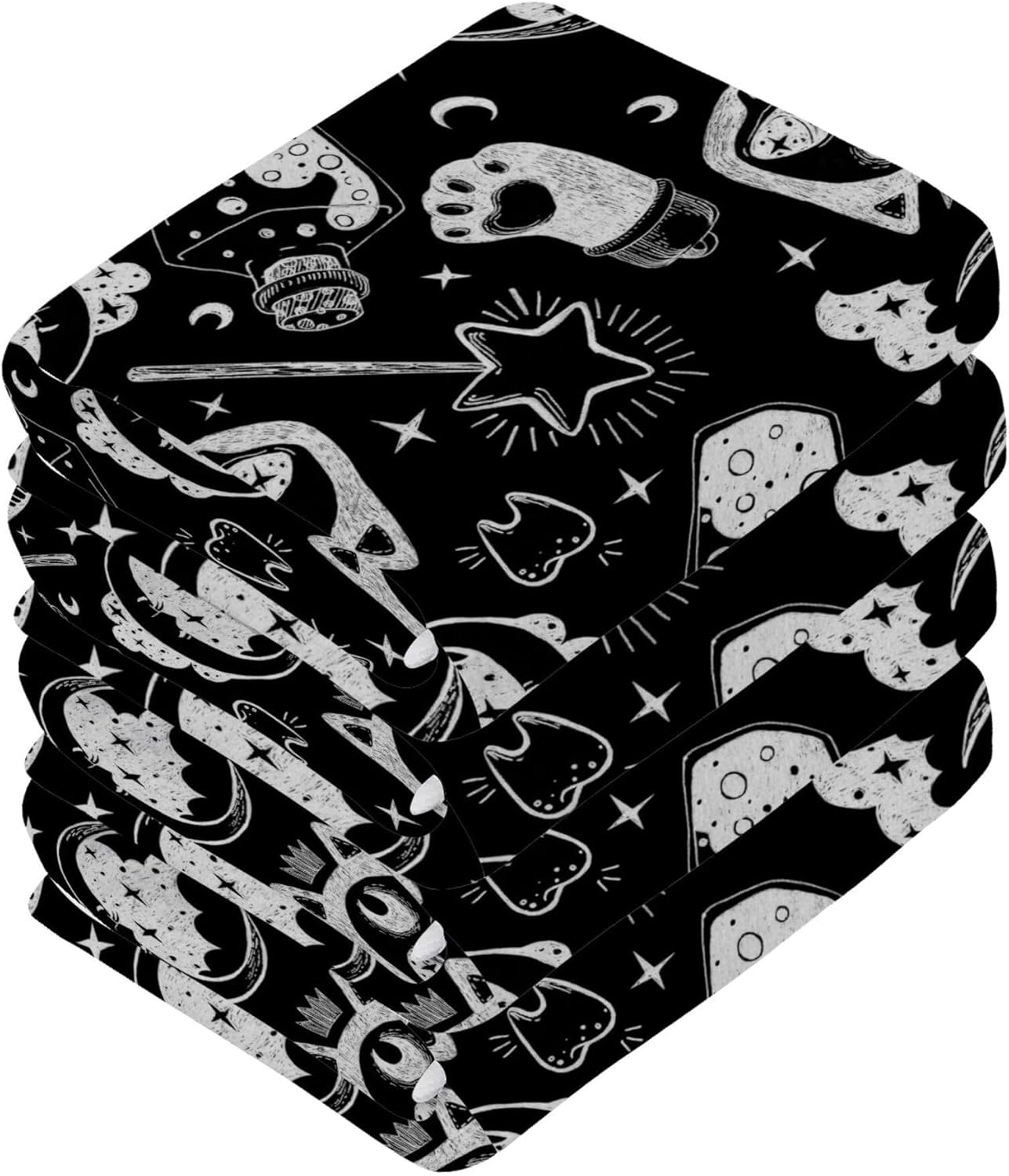 Halloween Cat Washcloth Set for Wash Drying and Cleaning