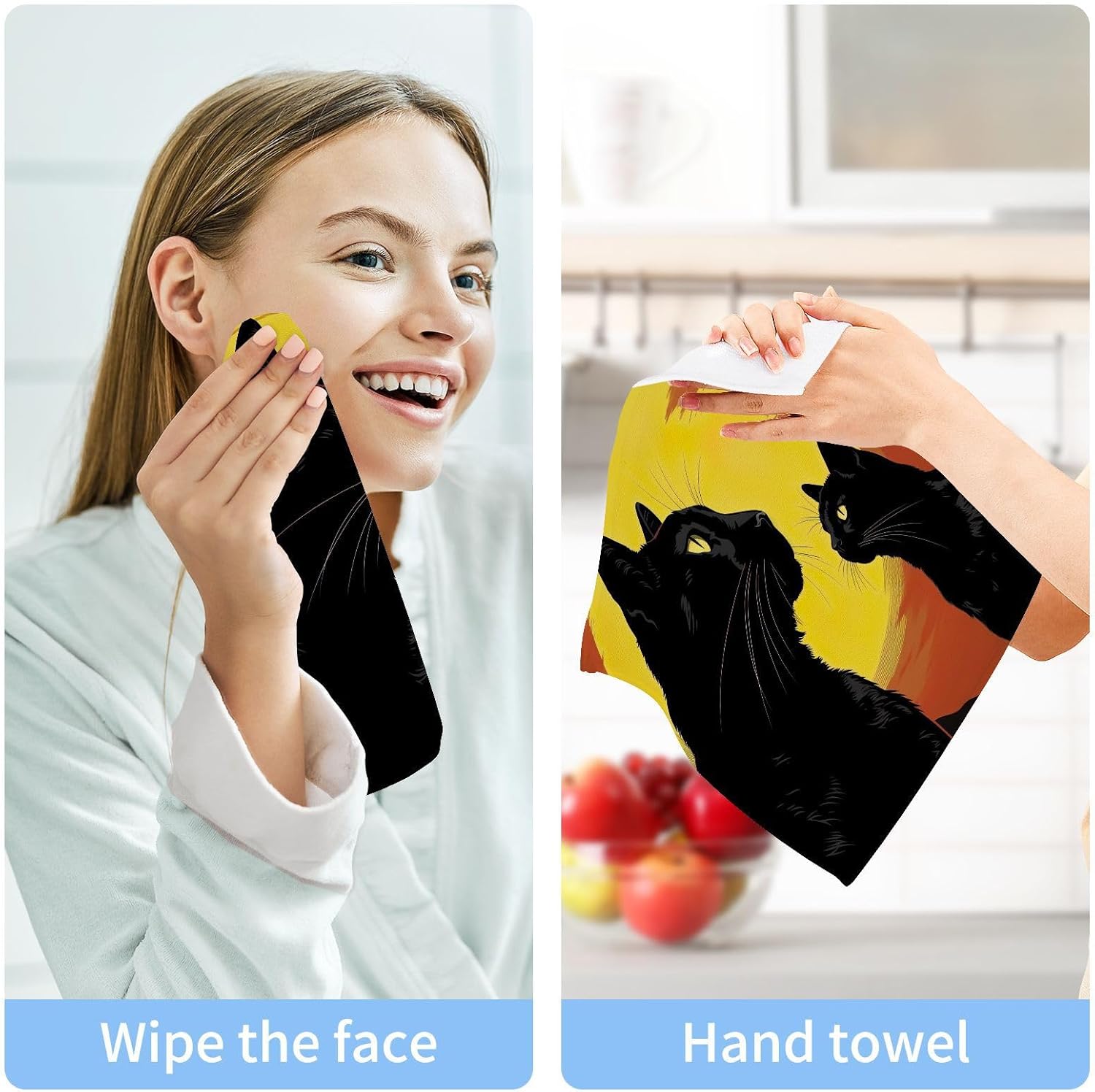 Two-Pack Soft and Absorbent Cat Washcloths for Babies and Beyond