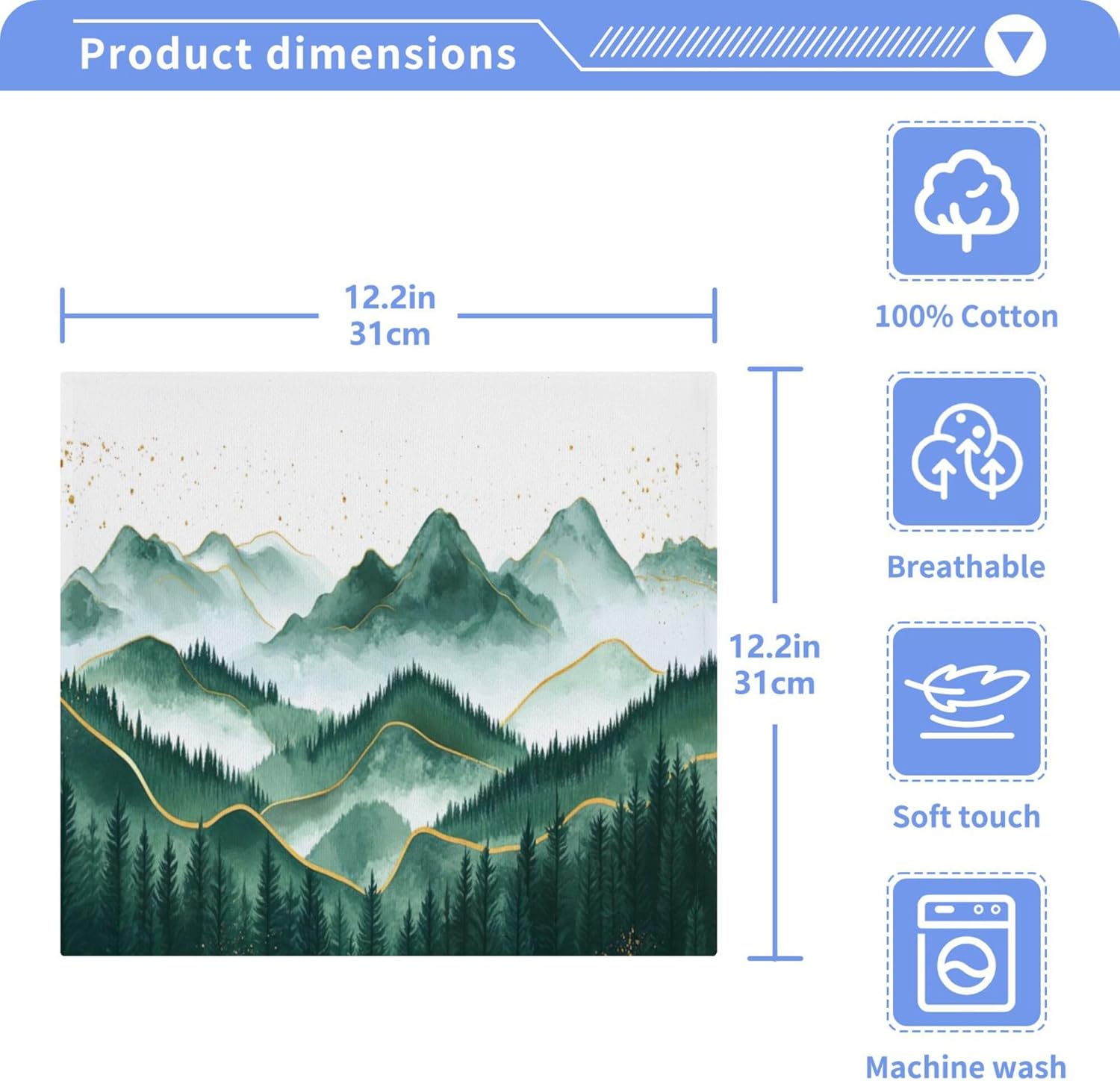 XiguaGreen Mountains Washcloths Set