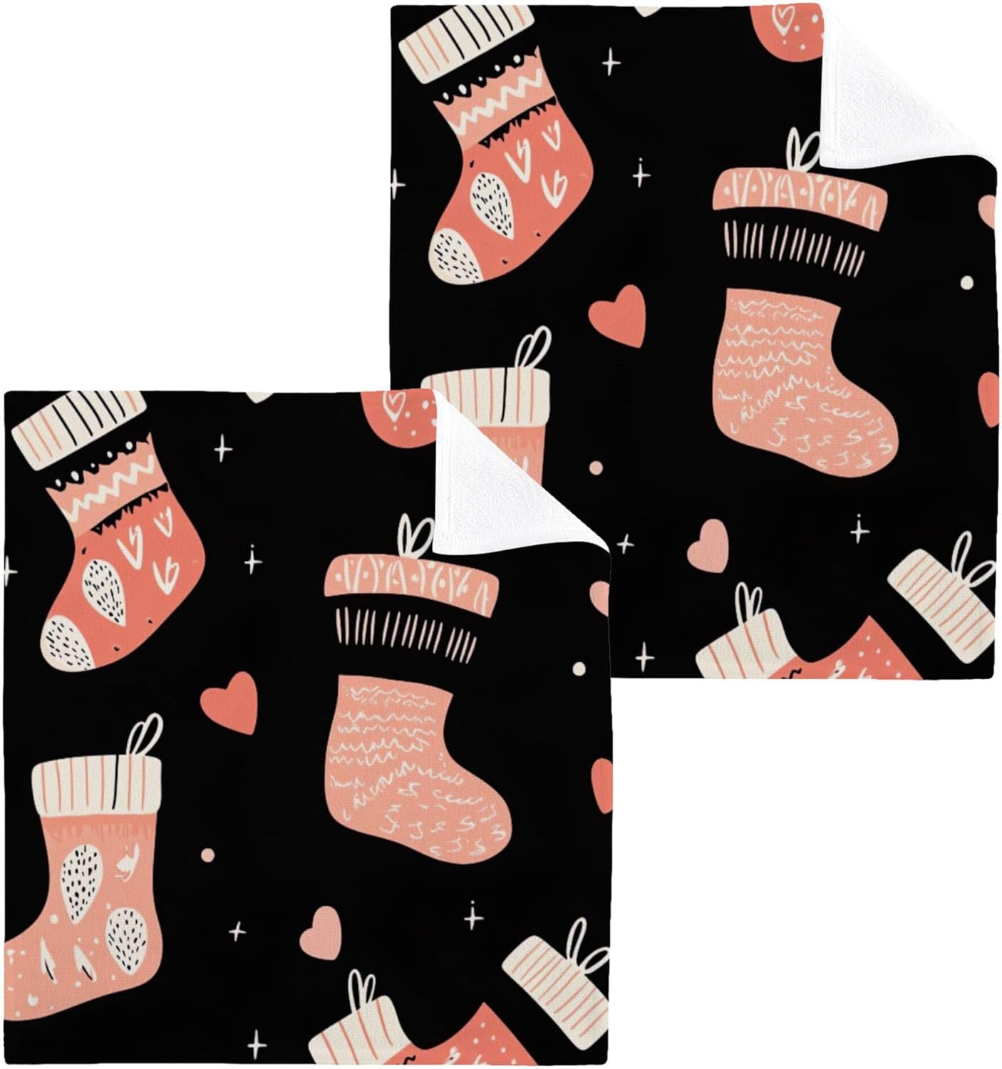Xigua Christmas Stockings Washcloth Set