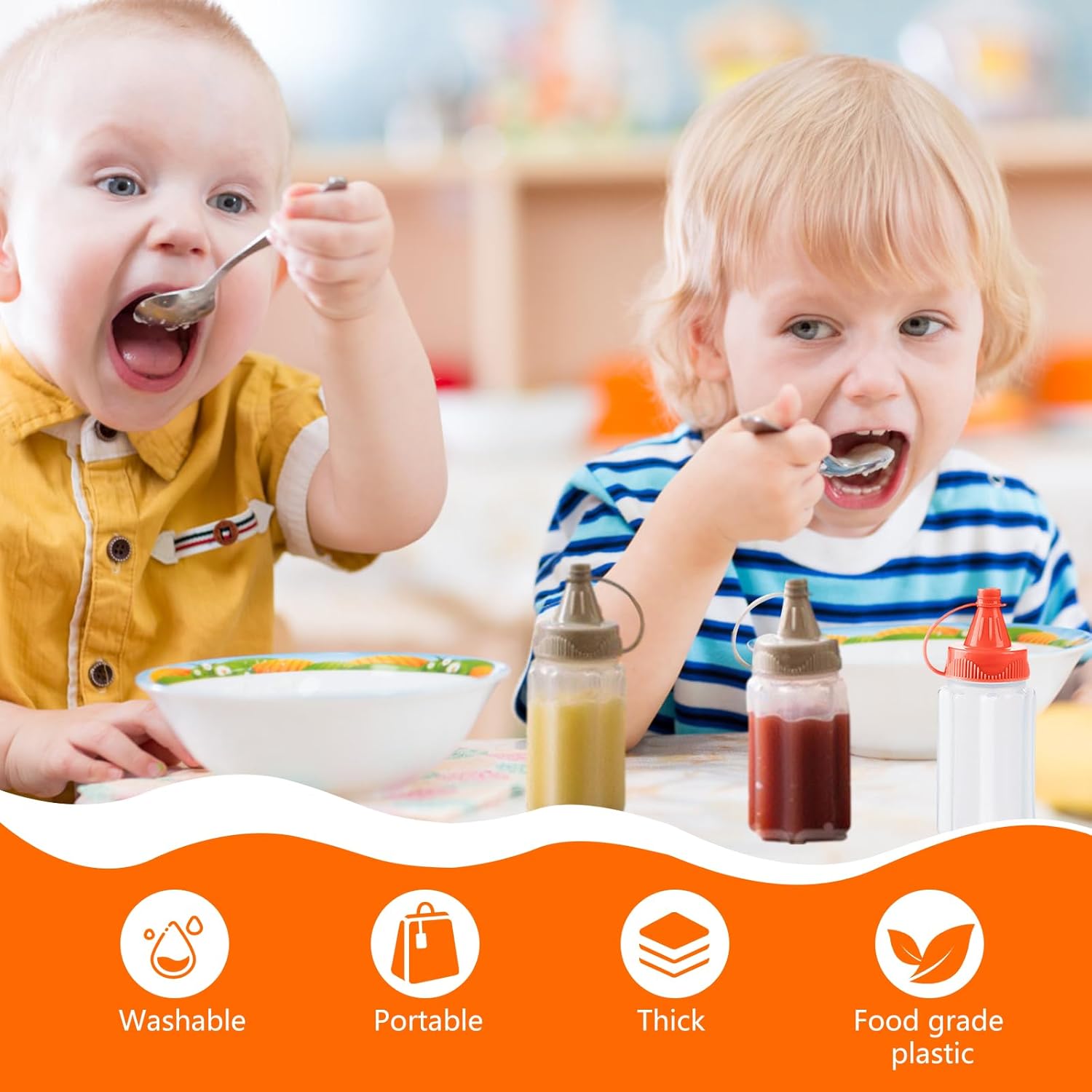 12-Piece Plastic Salad Dressing Squeeze Bottles