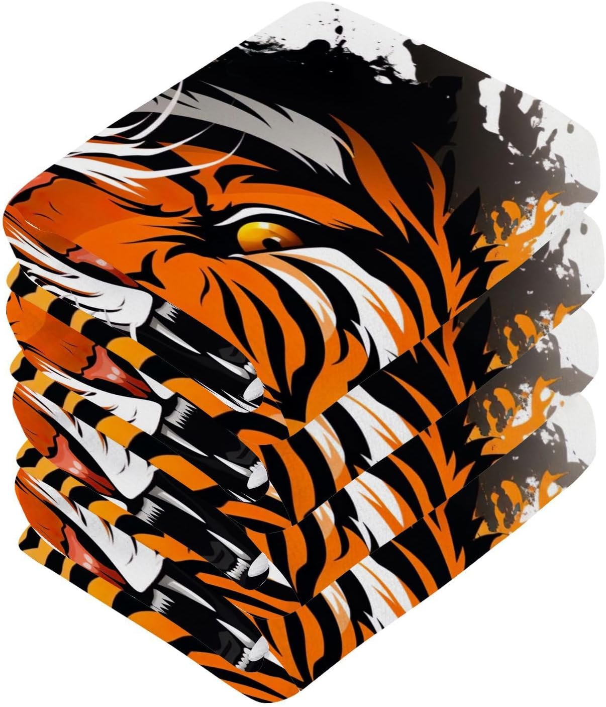 YETTASBIN - Tiger Face Towels Soft AbsorbentReusable Eco-Friendly Washcloth 12x12 inch
