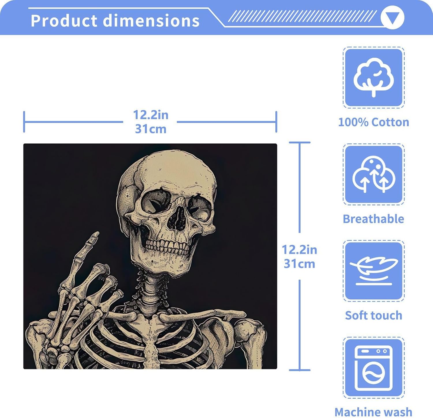 12x12 Skeleton Washcloths 2 Pack