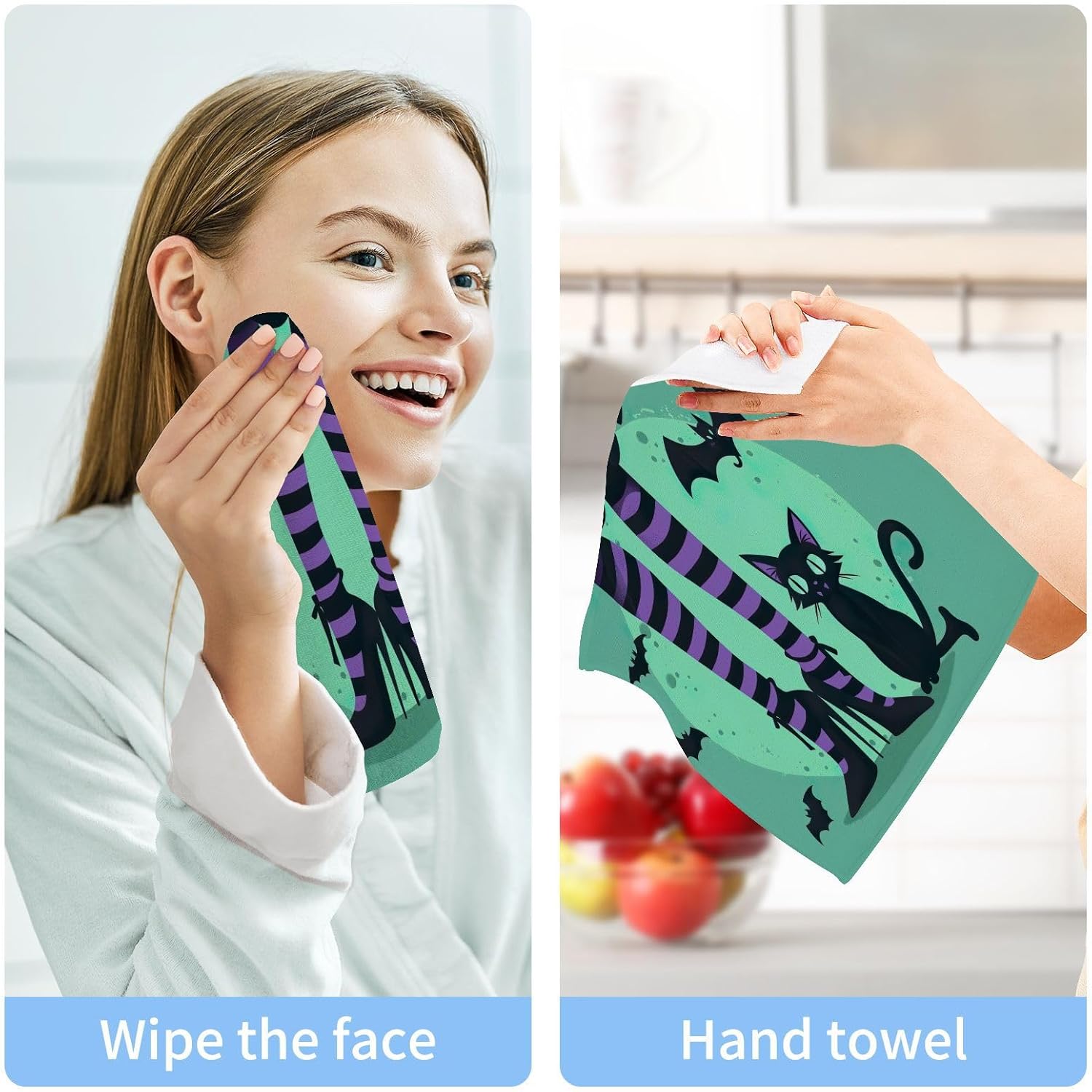 Halloween Cat Washcloth Set - Soft Reusable and Durable
