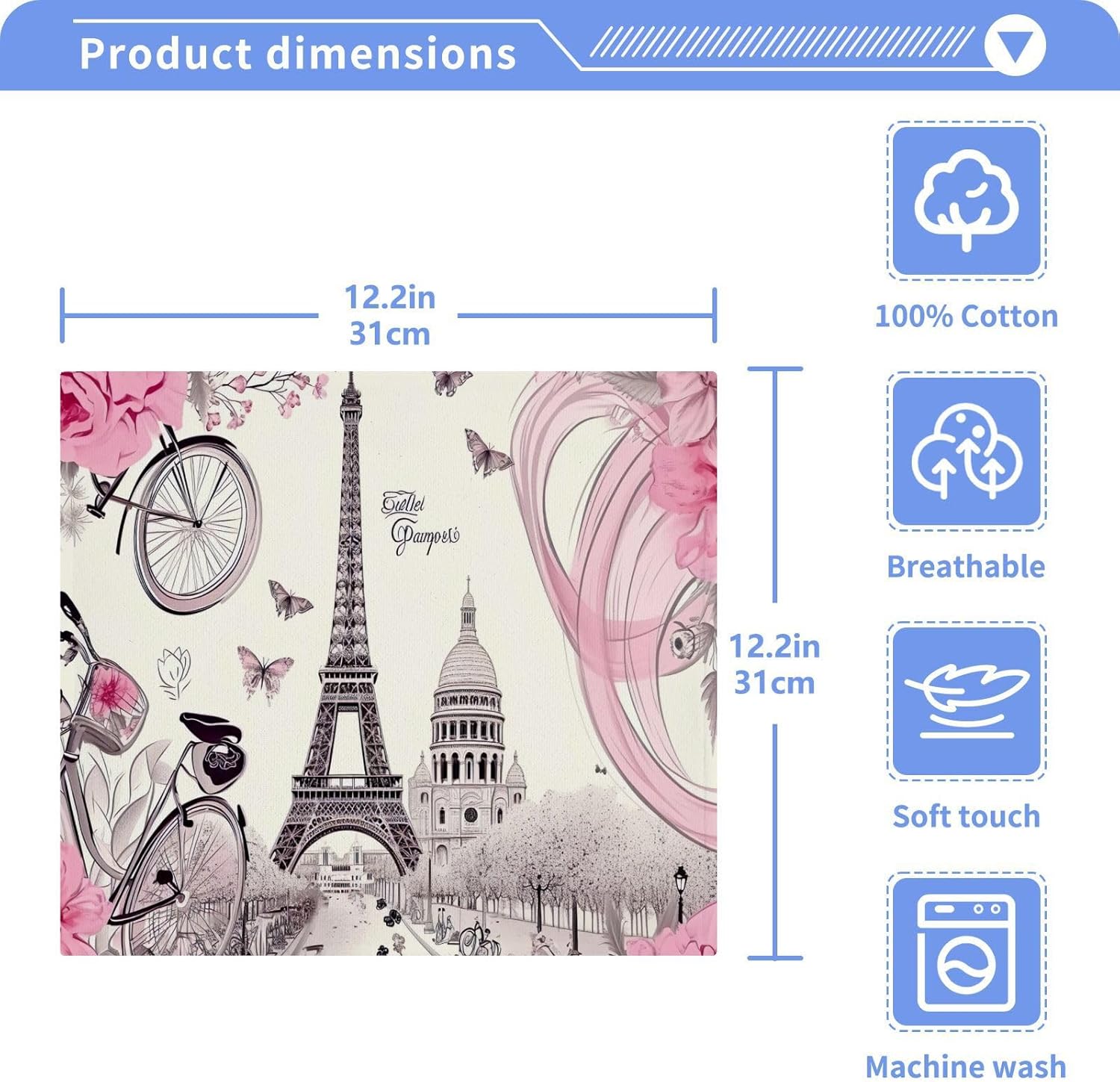 Eiffel Tower Washcloths 2-Pack