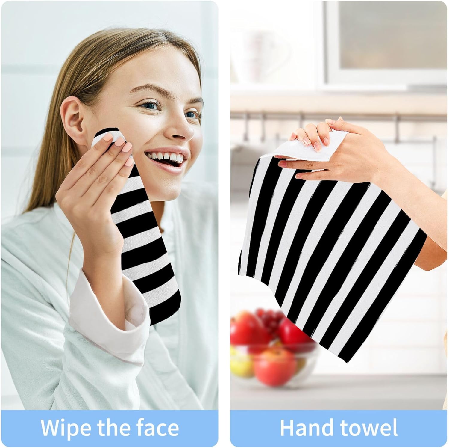 Stripes Washcloths 2 Pack Absorbent Soft Cotton Towels