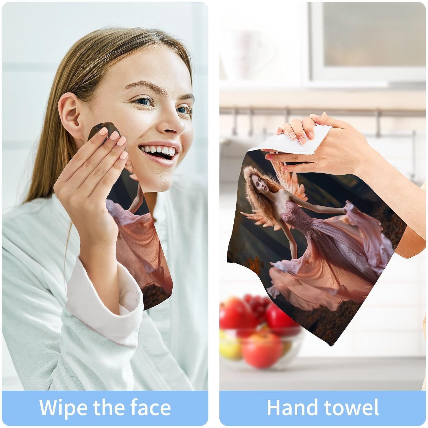 2-Piece Soft Absorbent Cotton Face Towels for Washes 12x12 inches