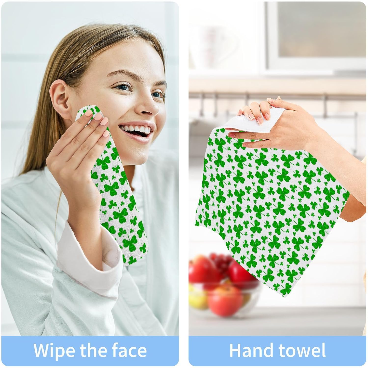 St Patricks Day Clover Washcloth Set 2-Pack