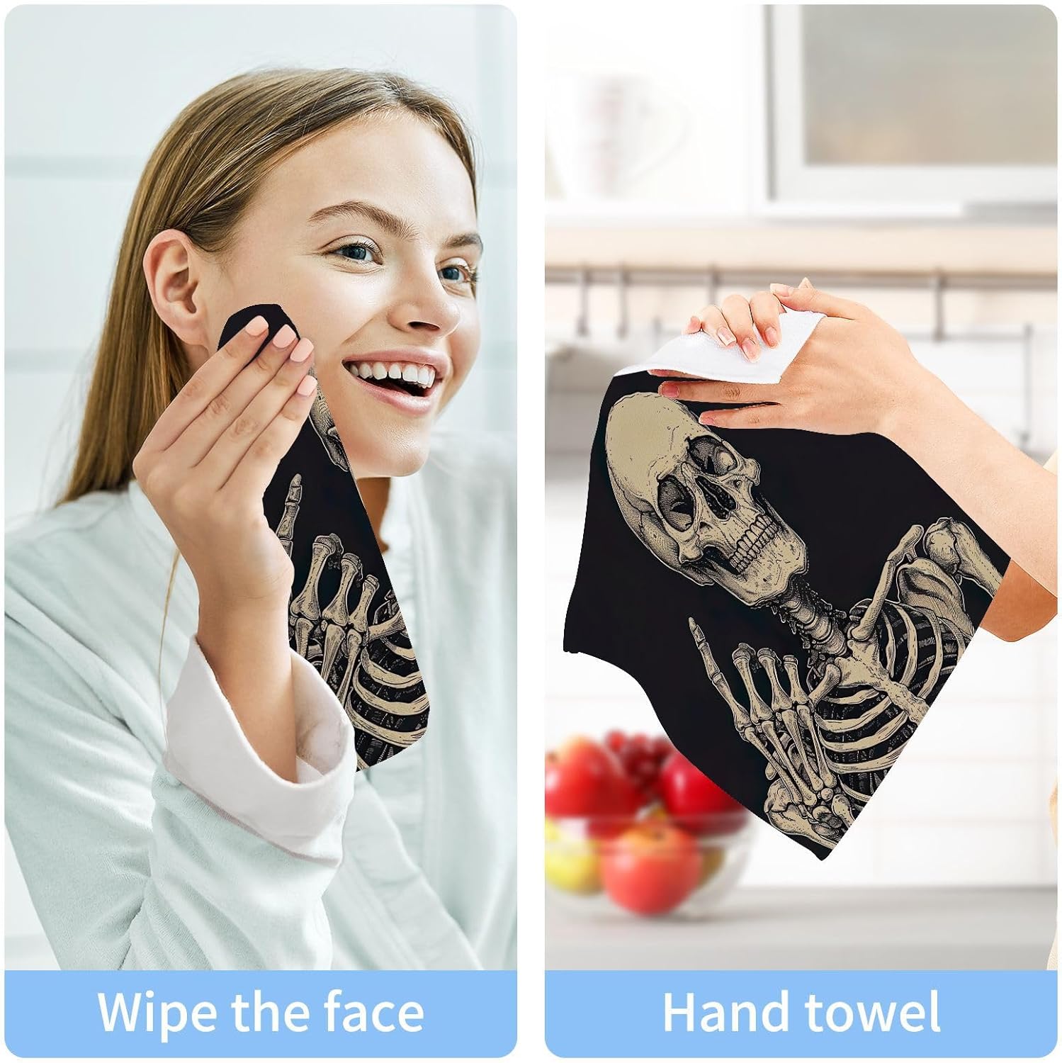 12x12 Skeleton Washcloths 2 Pack