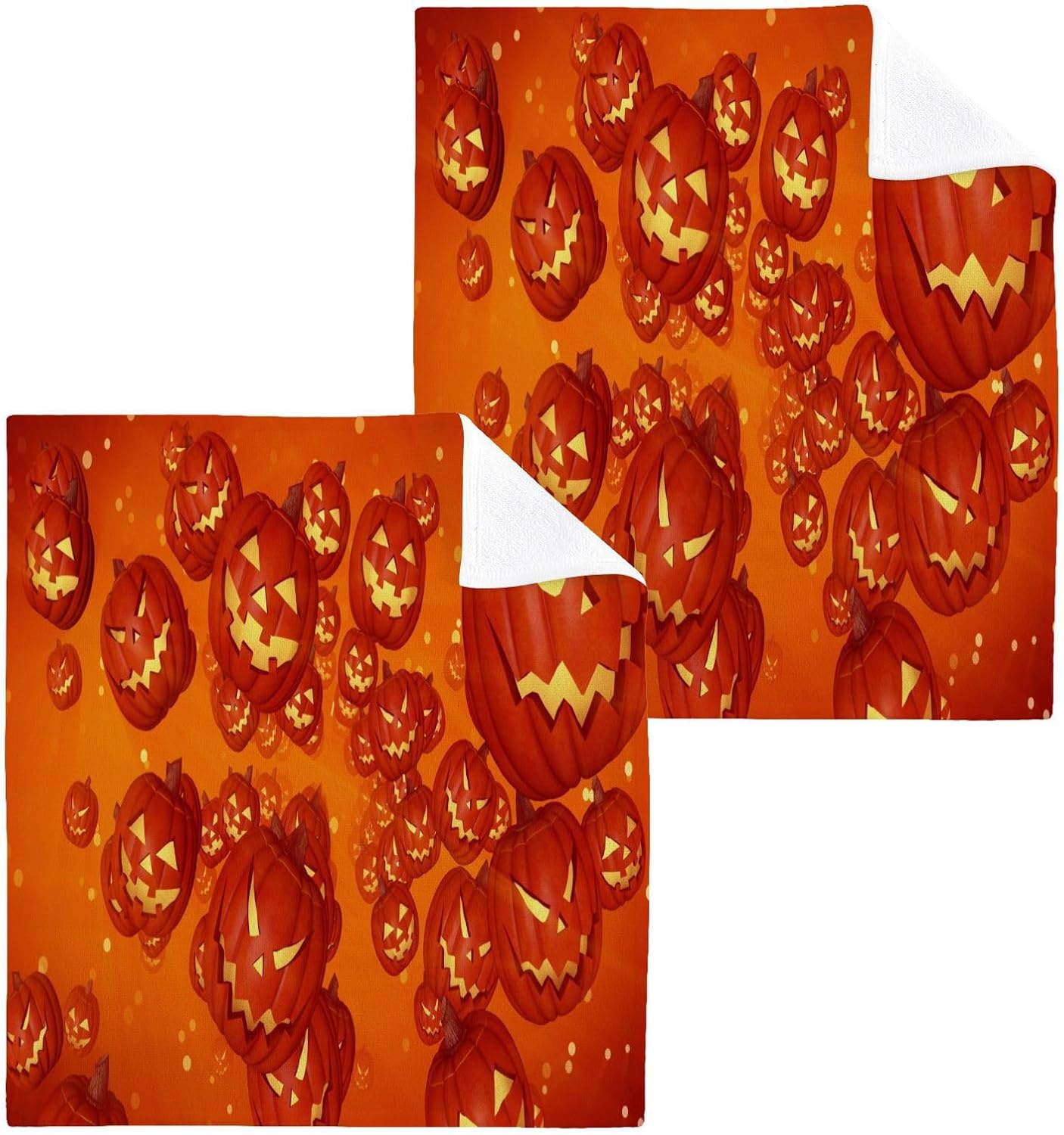 Halloween Pumpkin Washcloths Soft Reusable Durable for Babies Adults