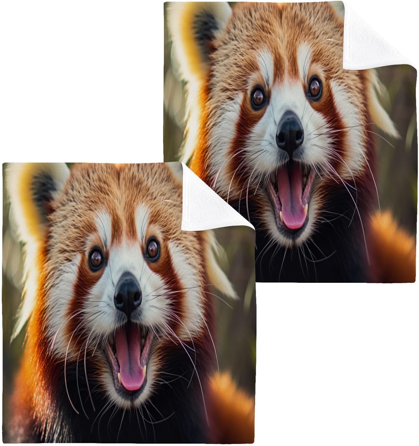 Red Panda Washcloth 2-Pack 12x12 Soft Cotton Baby Reusable