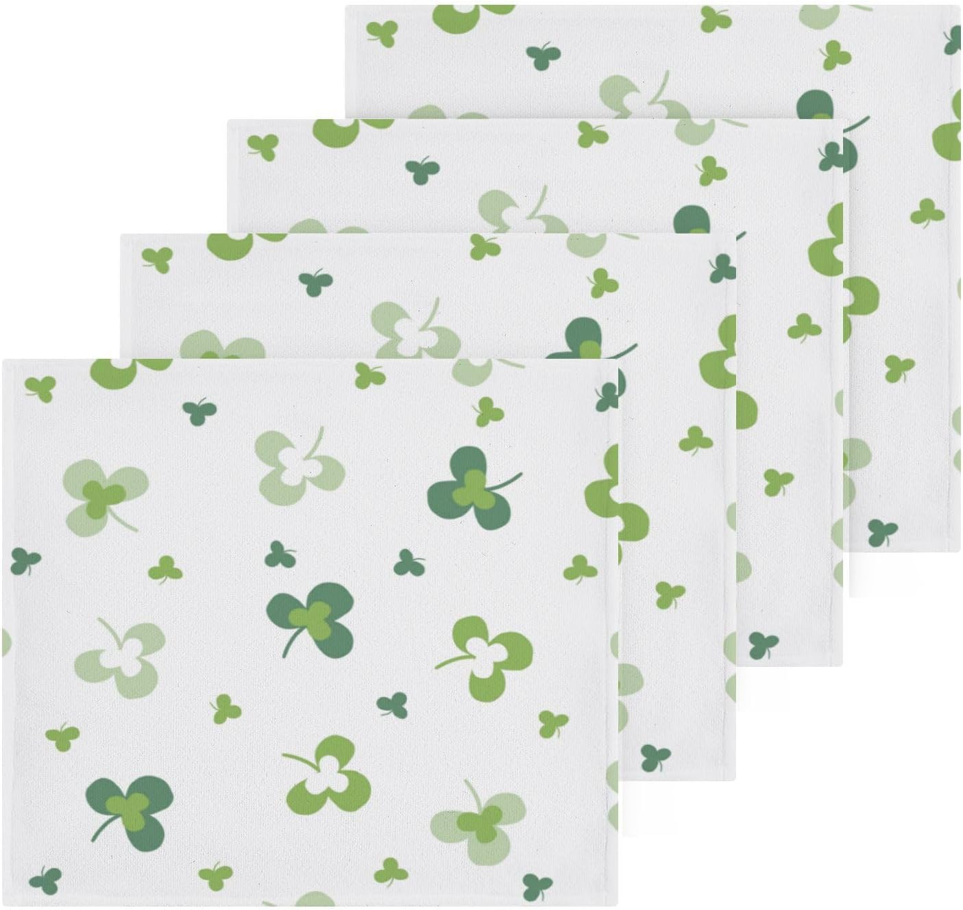 St Patricks Day Clover Washcloth Set Perfect for Daily Use