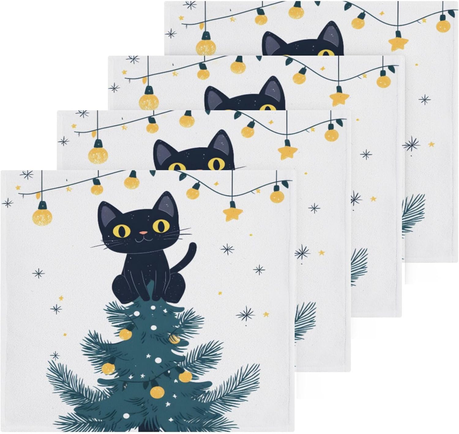 Xigua Christmas Tree Multi-Purpose Cat Washcloth Set of 2-12
