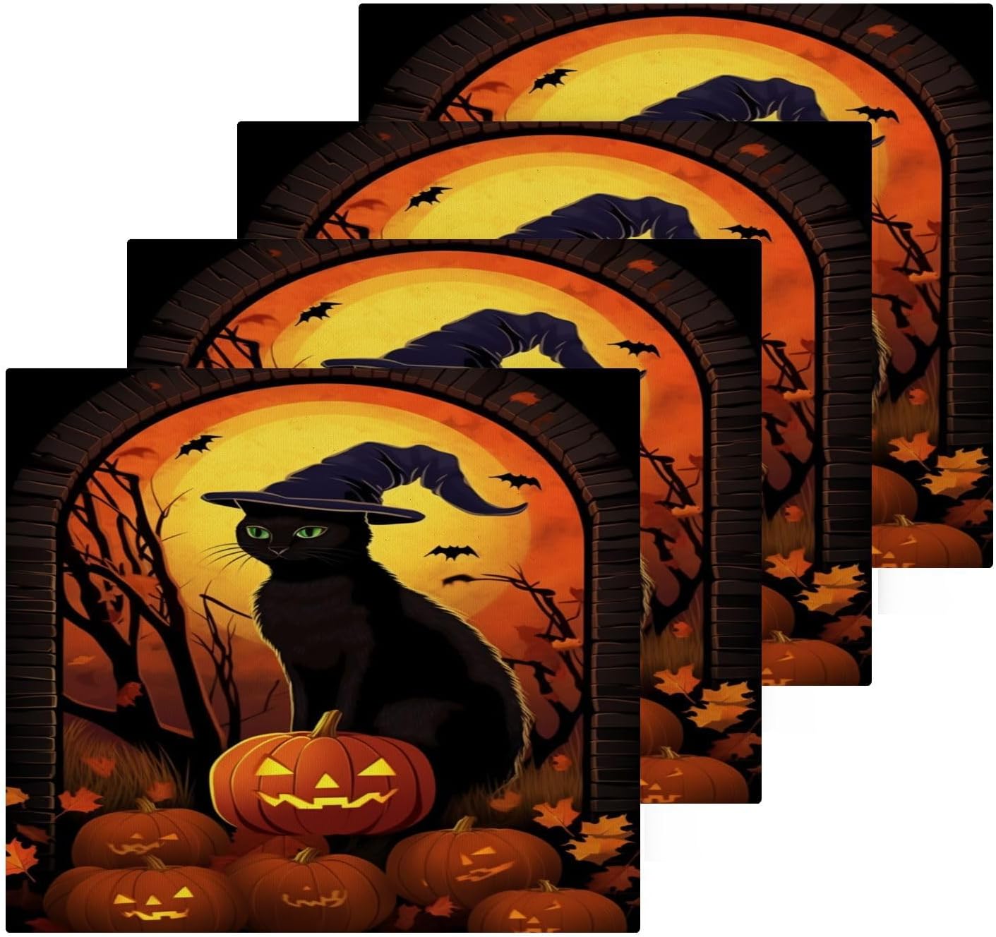 Halloween Cat Washcloth 2-Pack Soft AbsorbentReusable for Babies Kids