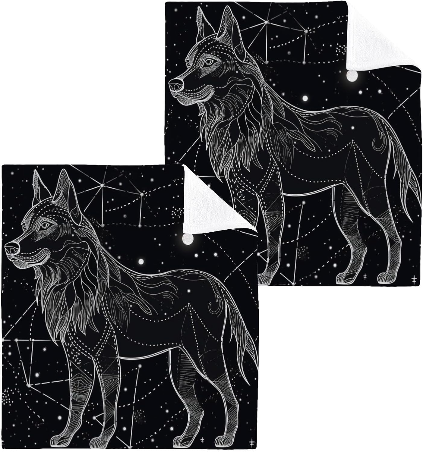 Wolf Washcloths 2 Pack Soft Absorbent Cotton Towels