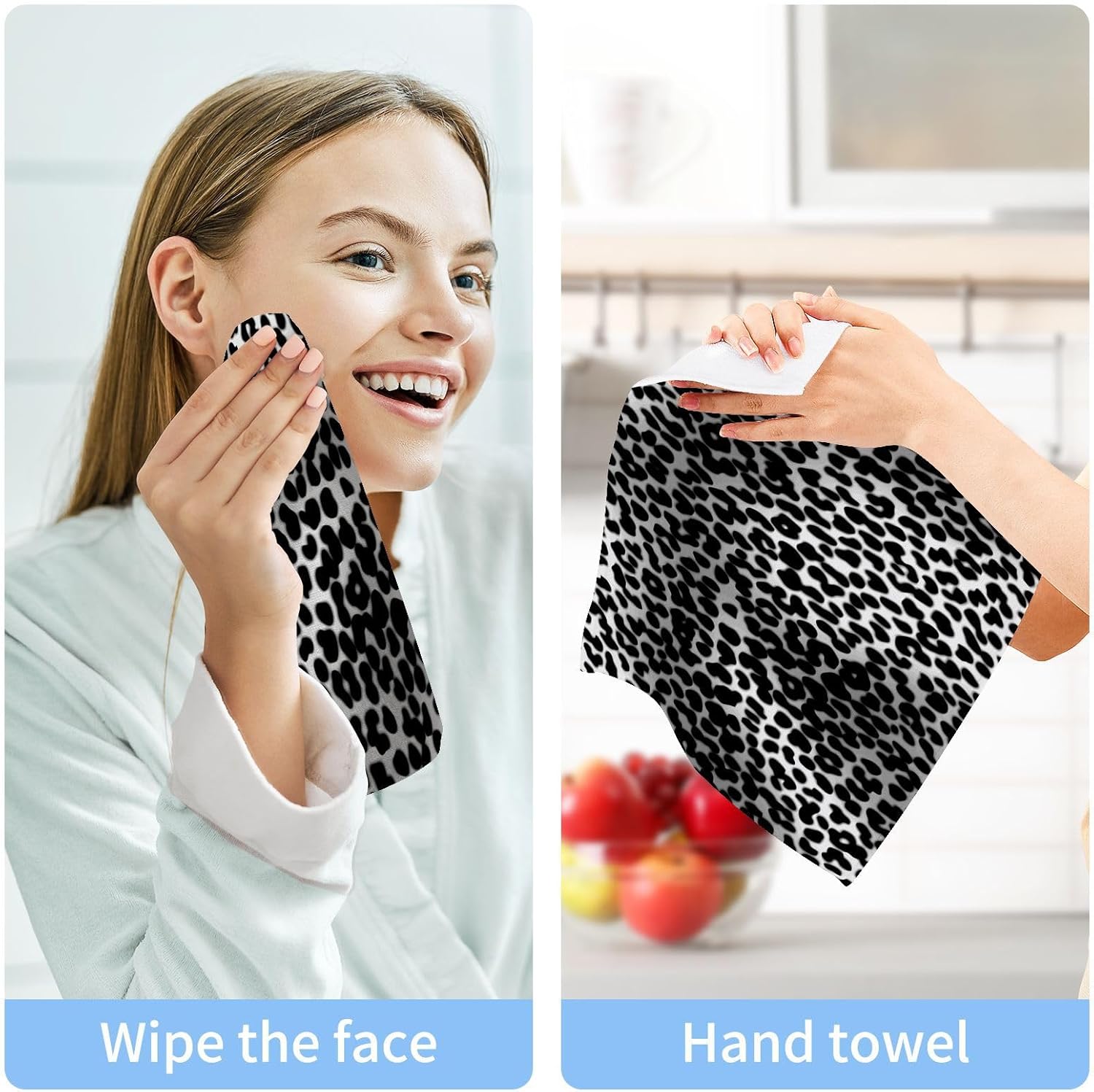 Leopard Print Soft Washcloth Set for Babies Adults Reusable Face Towels