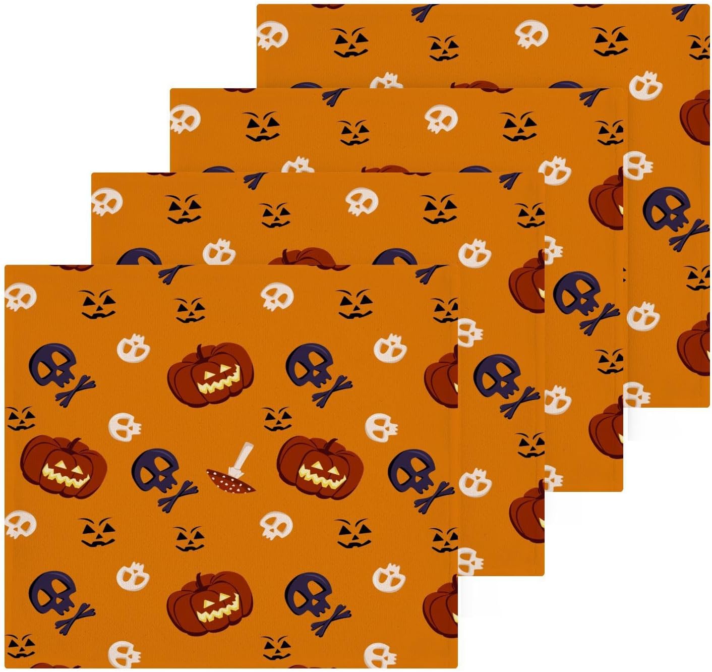 Halloween Pumpkin Skull Washcloths 2 Pack