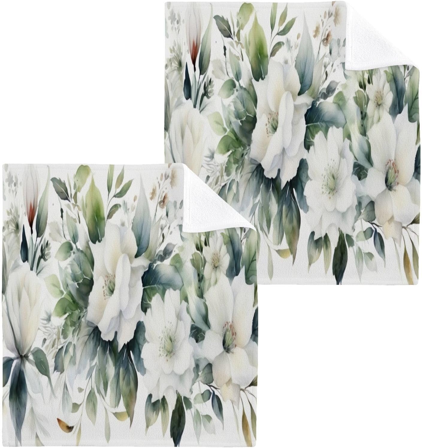 Perfect 2-Pack Yettasbin Flower Washcloths Soft Absorbent Cotton Face Towels