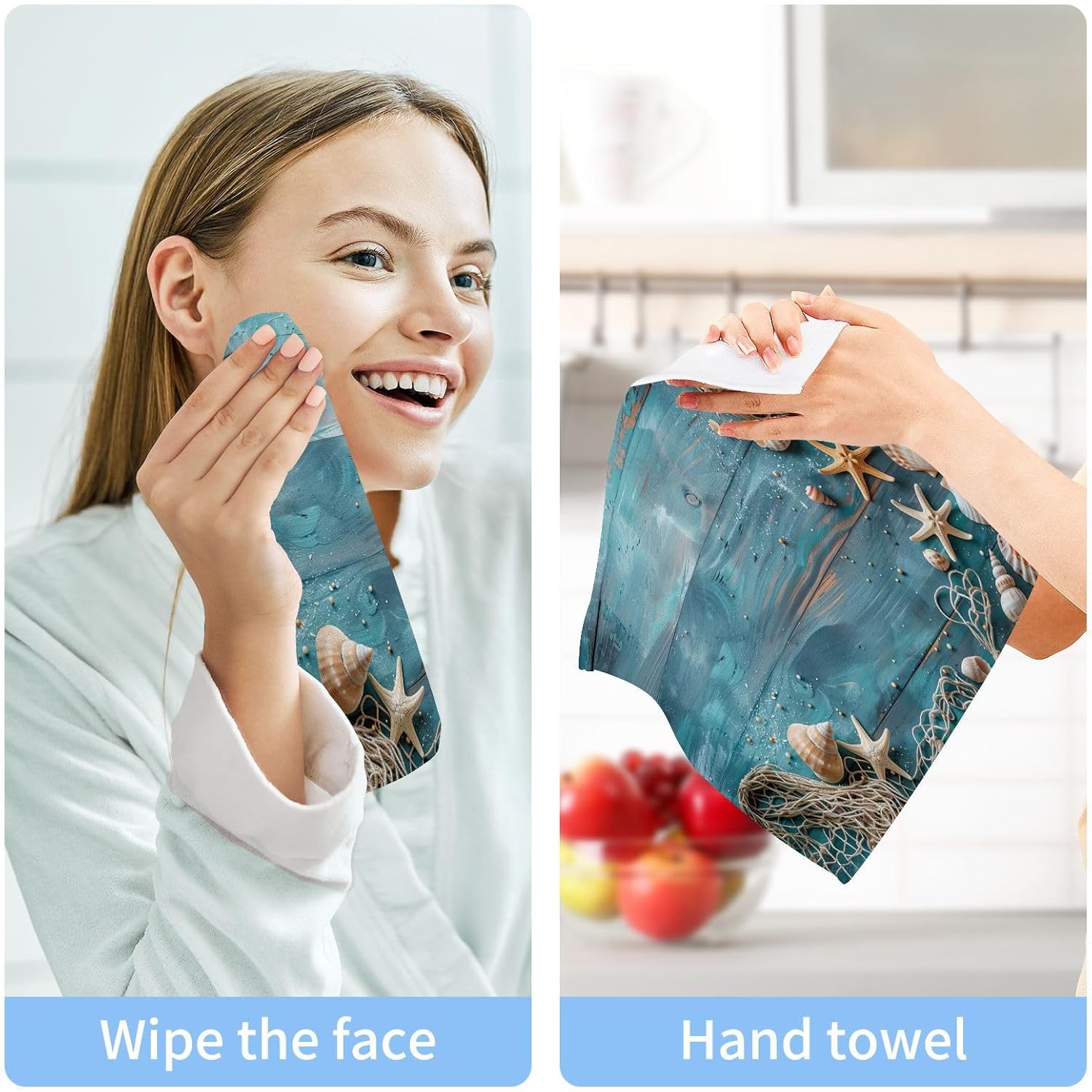 Starfish Washcloth Set- Soft Absorbent Reusable Perfect for Home Travel