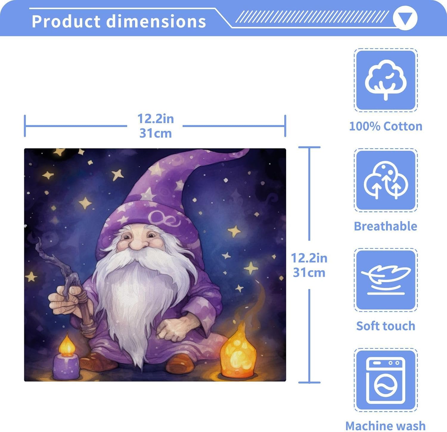 Cute Gnome Washcloth 2-Pack Soft Reusable Absorbent Face Towels