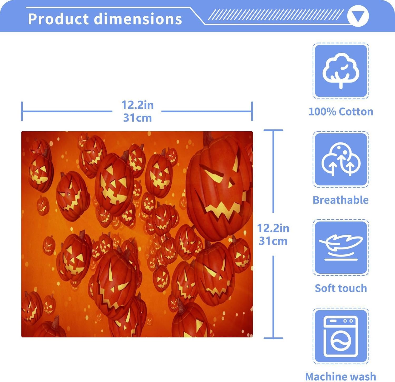 Halloween Pumpkin Washcloths Soft Reusable Durable for Babies Adults