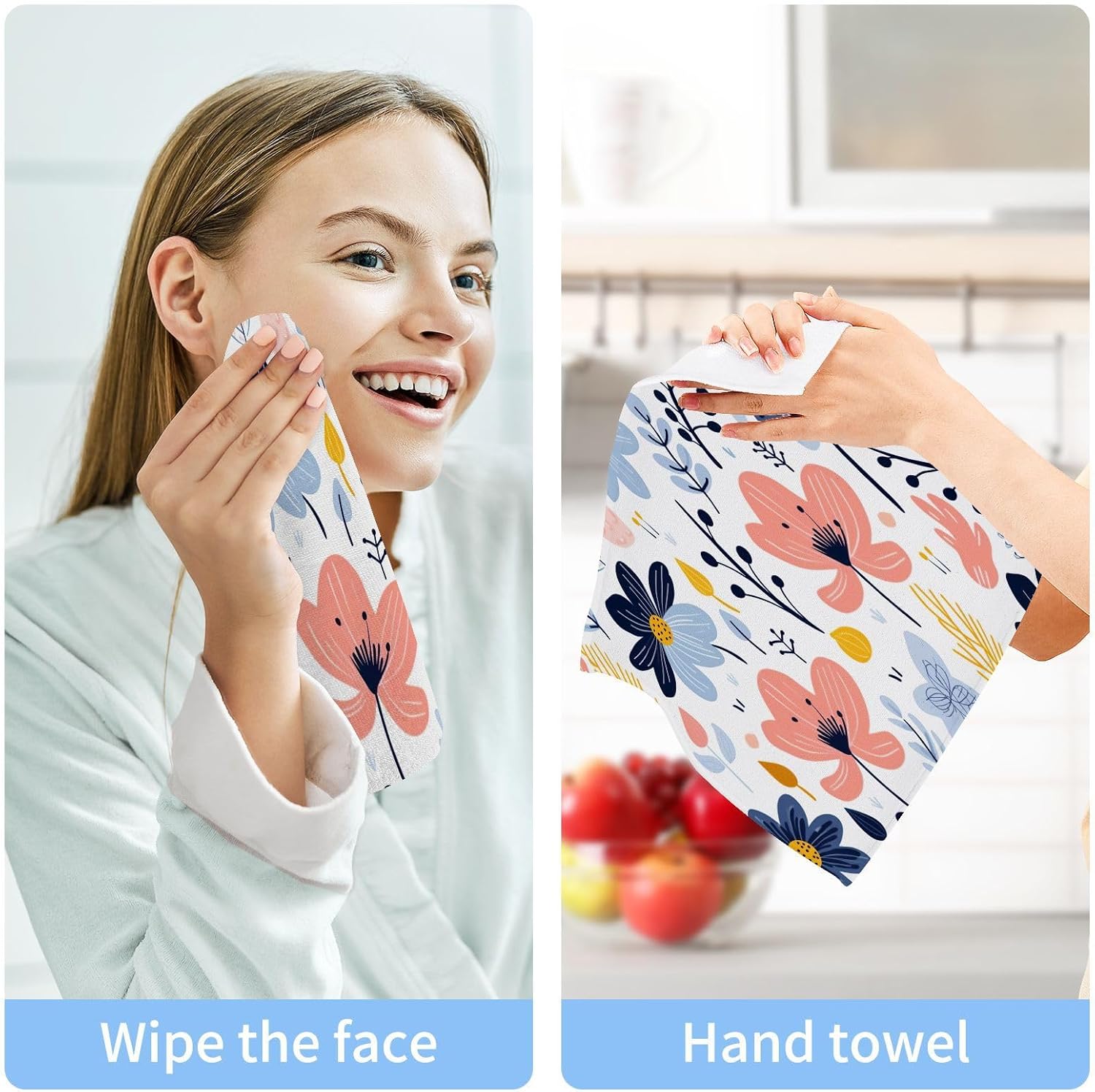 Cartoon Flower Washcloth Set x2 Perfect for Home Travel