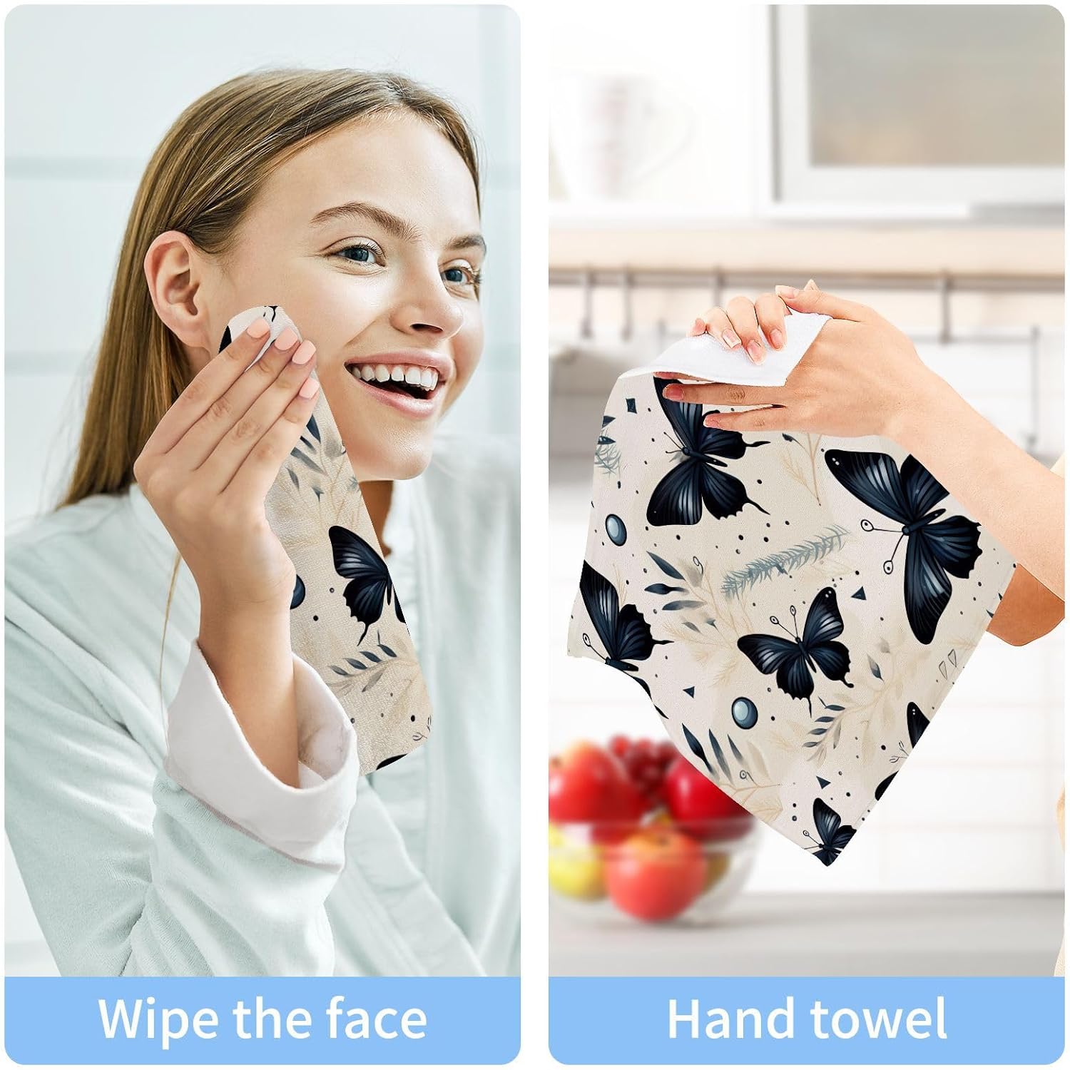 Yettashin Butterfly Baby Washcloths Soft Absorbent Cotton Reusable 12x12 inch